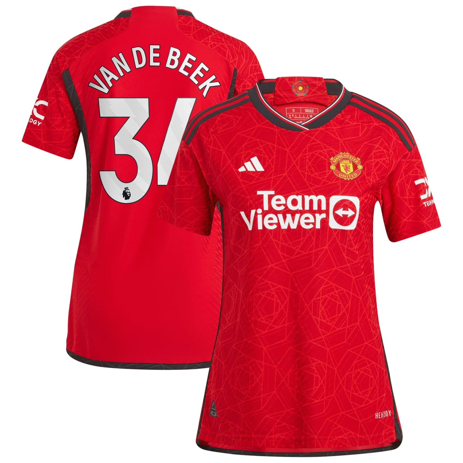 Premier League Manchester United Home Authentic Jersey Shirt 2023-24 player Donny Van De Beek 34 printing for Women