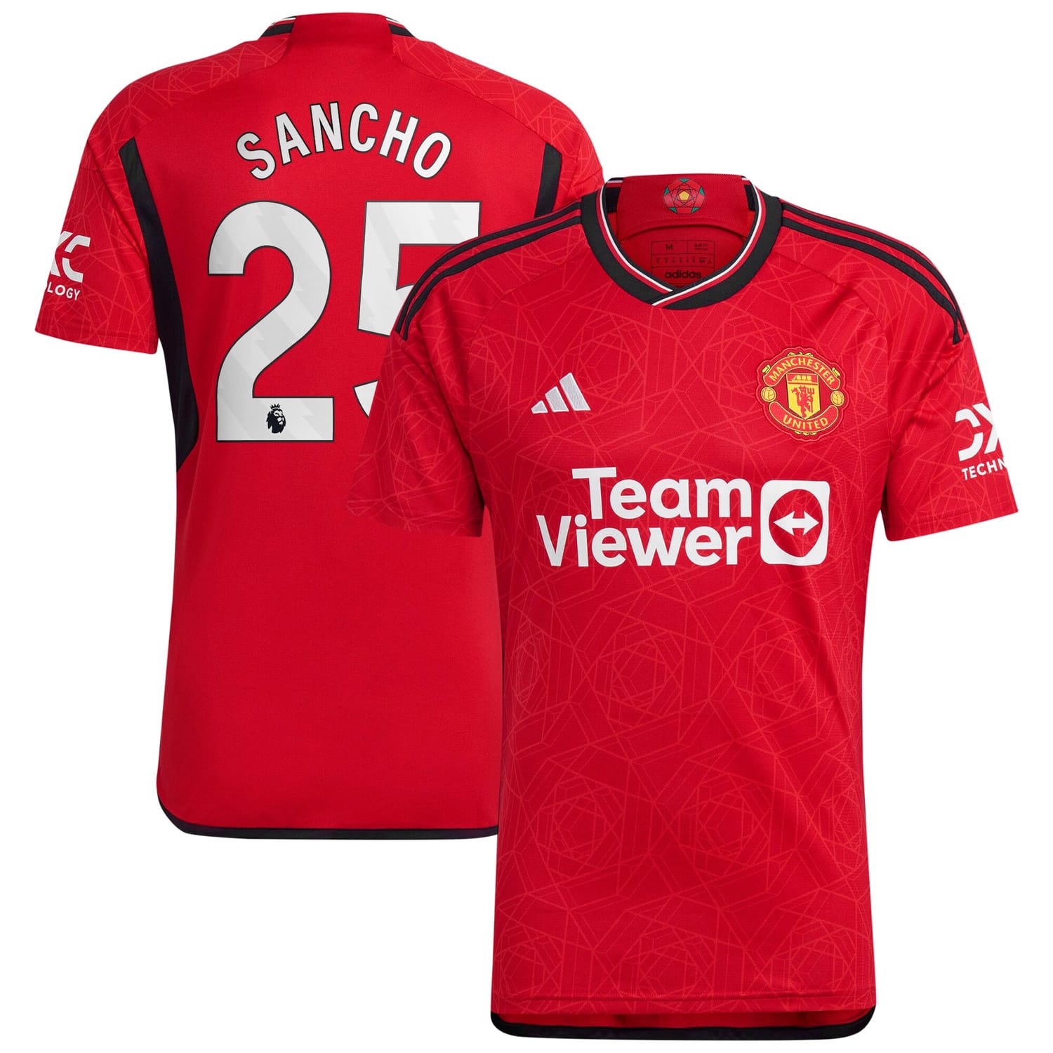 Premier League Manchester United Home Jersey Shirt 2023-24 player Jadon Sancho 25 printing for Men