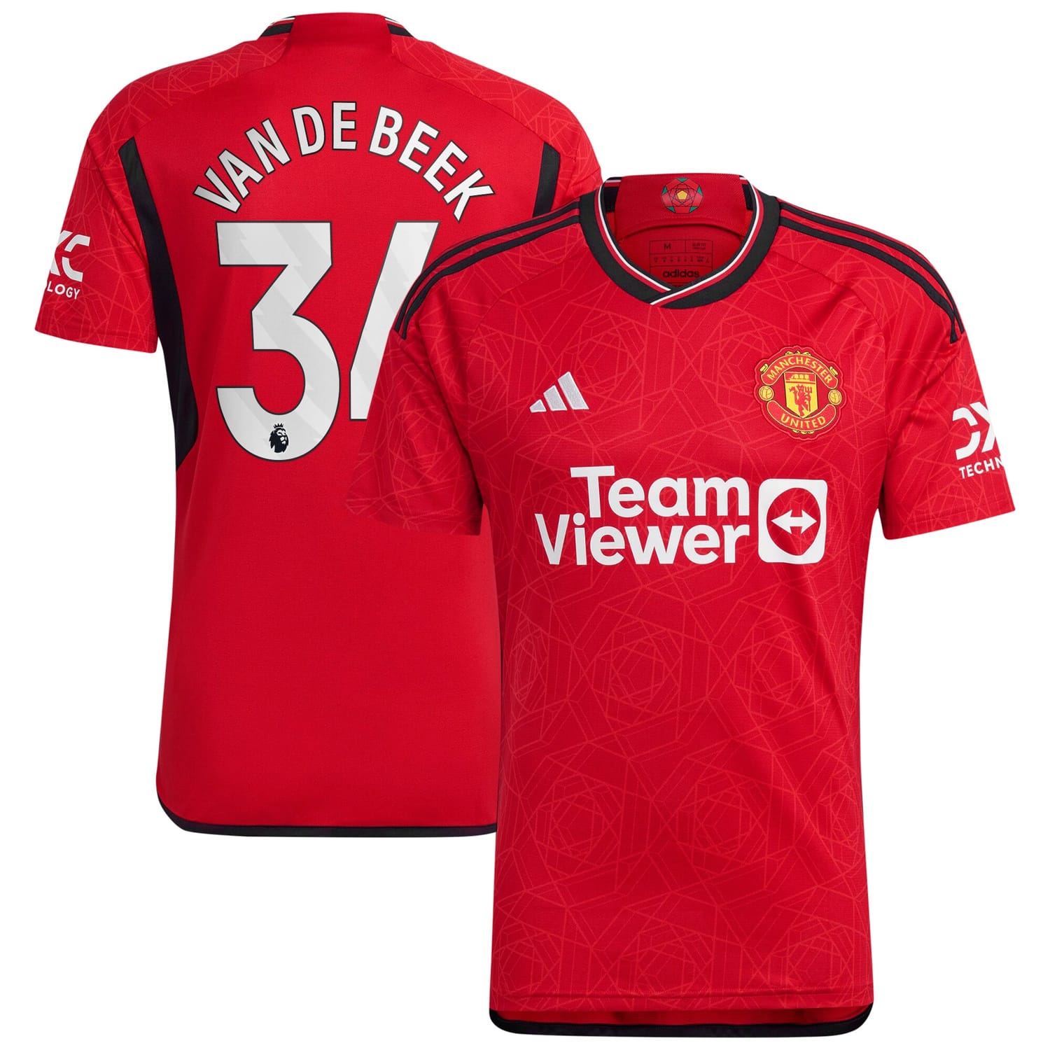 Premier League Manchester United Home Jersey Shirt 2023-24 player Donny Van De Beek 34 printing for Men