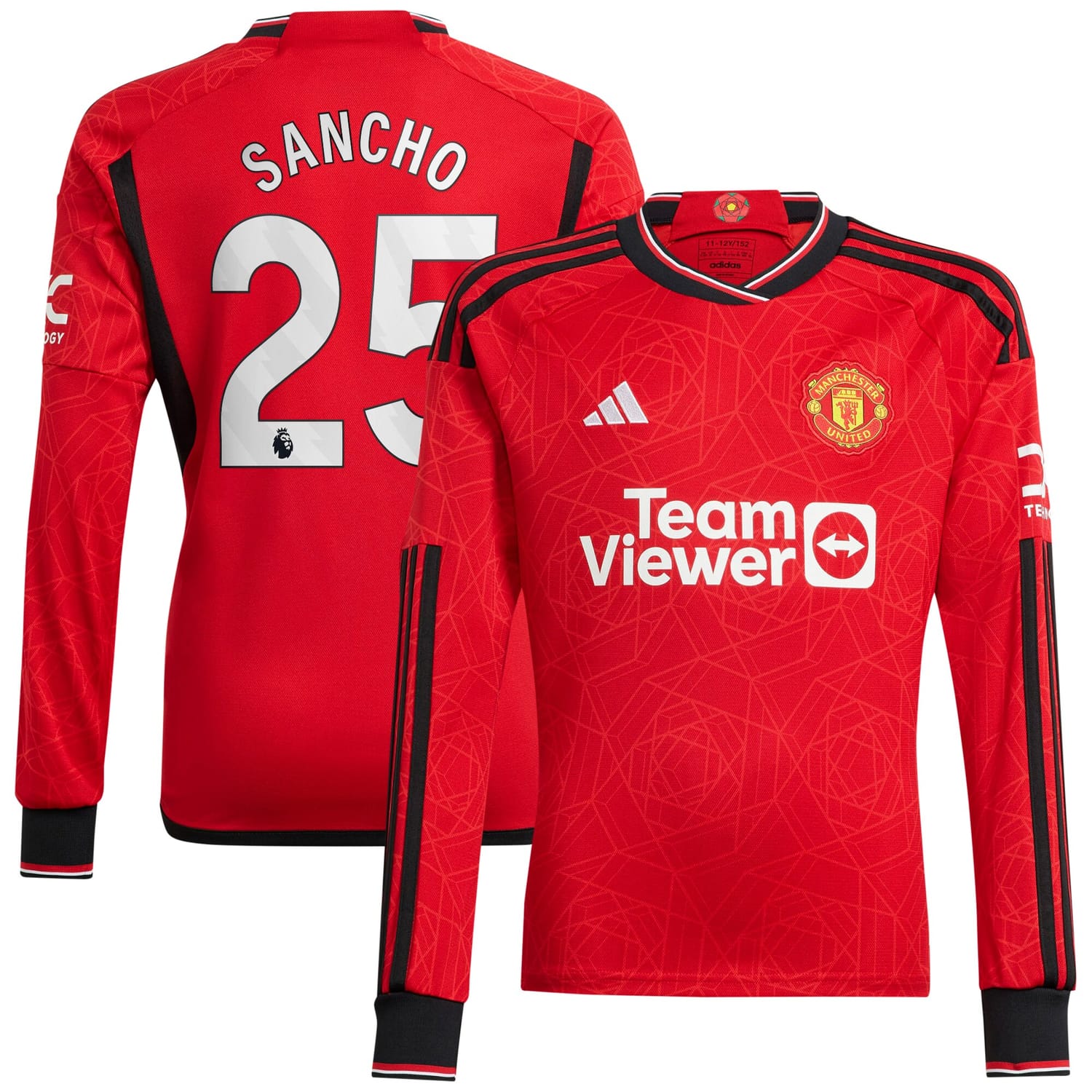 Premier League Manchester United Home Jersey Shirt Long Sleeve 2023-24 player Jadon Sancho 25 printing for Men