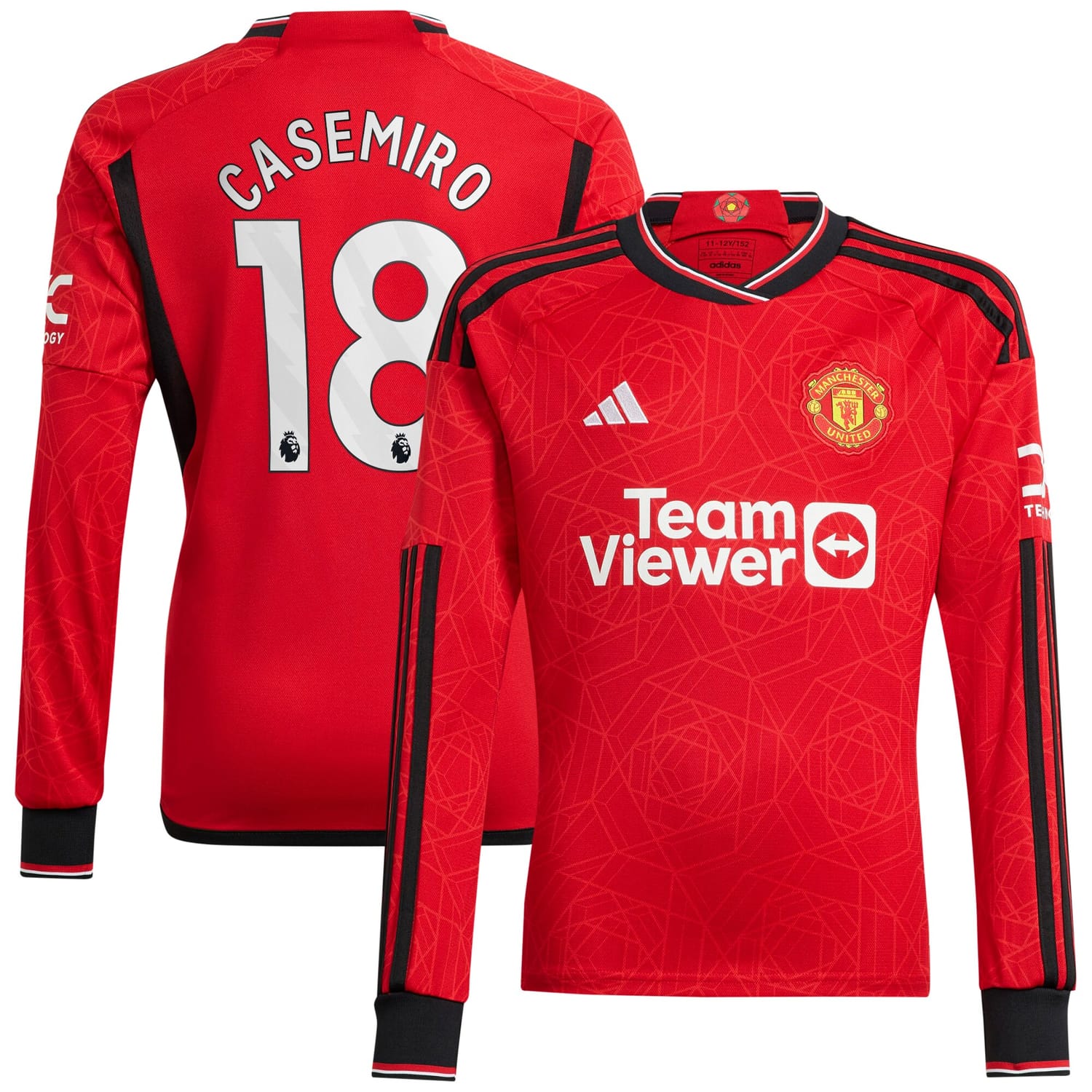 Premier League Manchester United Home Jersey Shirt Long Sleeve 2023-24 player Casemiro 18 printing for Men