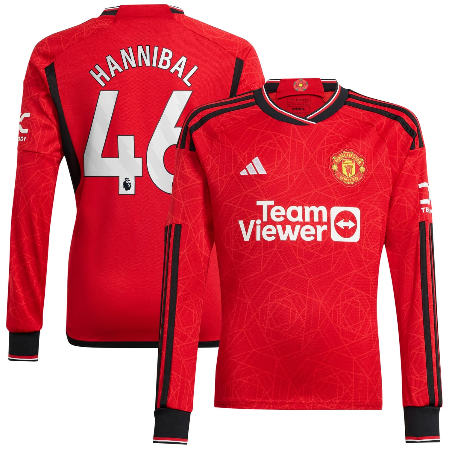 Premier League Manchester United Home Jersey Shirt Long Sleeve 2023-24 player Hannibal Mejbri 46 printing for Men