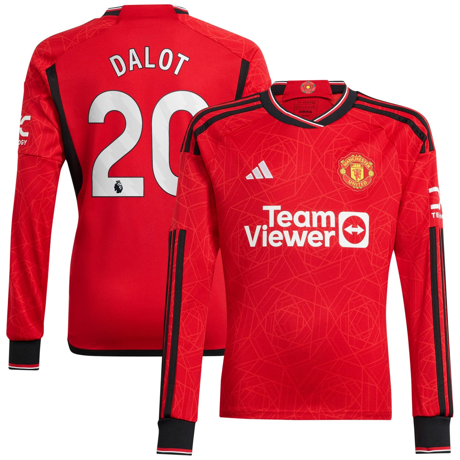Premier League Manchester United Home Jersey Shirt Long Sleeve 2023-24 player Diogo Dalot 20 printing for Men
