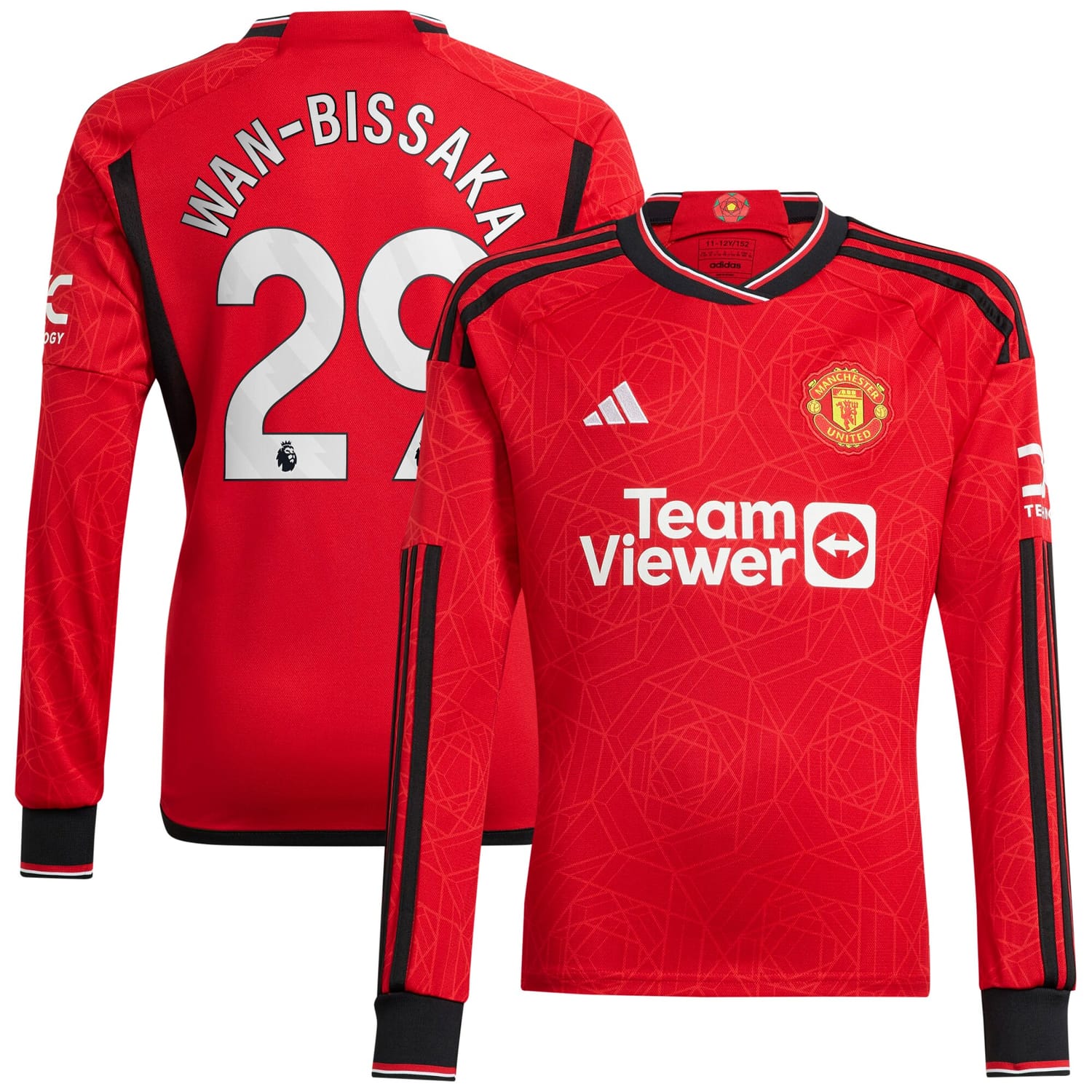Premier League Manchester United Home Jersey Shirt Long Sleeve 2023-24 player Aaron Wan-Bissaka 29 printing for Men