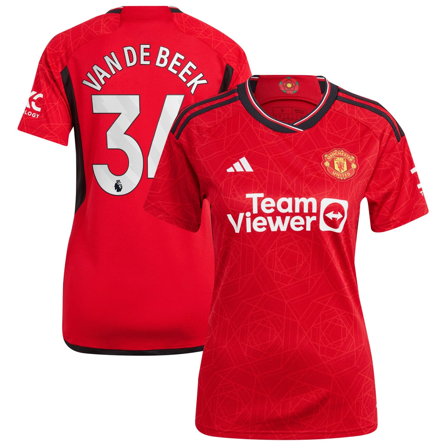 Premier League Manchester United Home Jersey Shirt 2023-24 player Donny Van De Beek 34 printing for Women