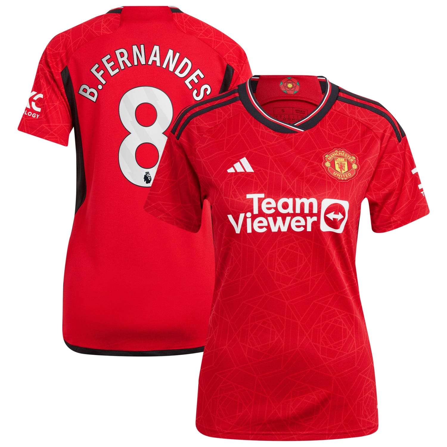 Premier League Manchester United Home Jersey Shirt 2023-24 player Bruno Fernandes 8 printing for Women