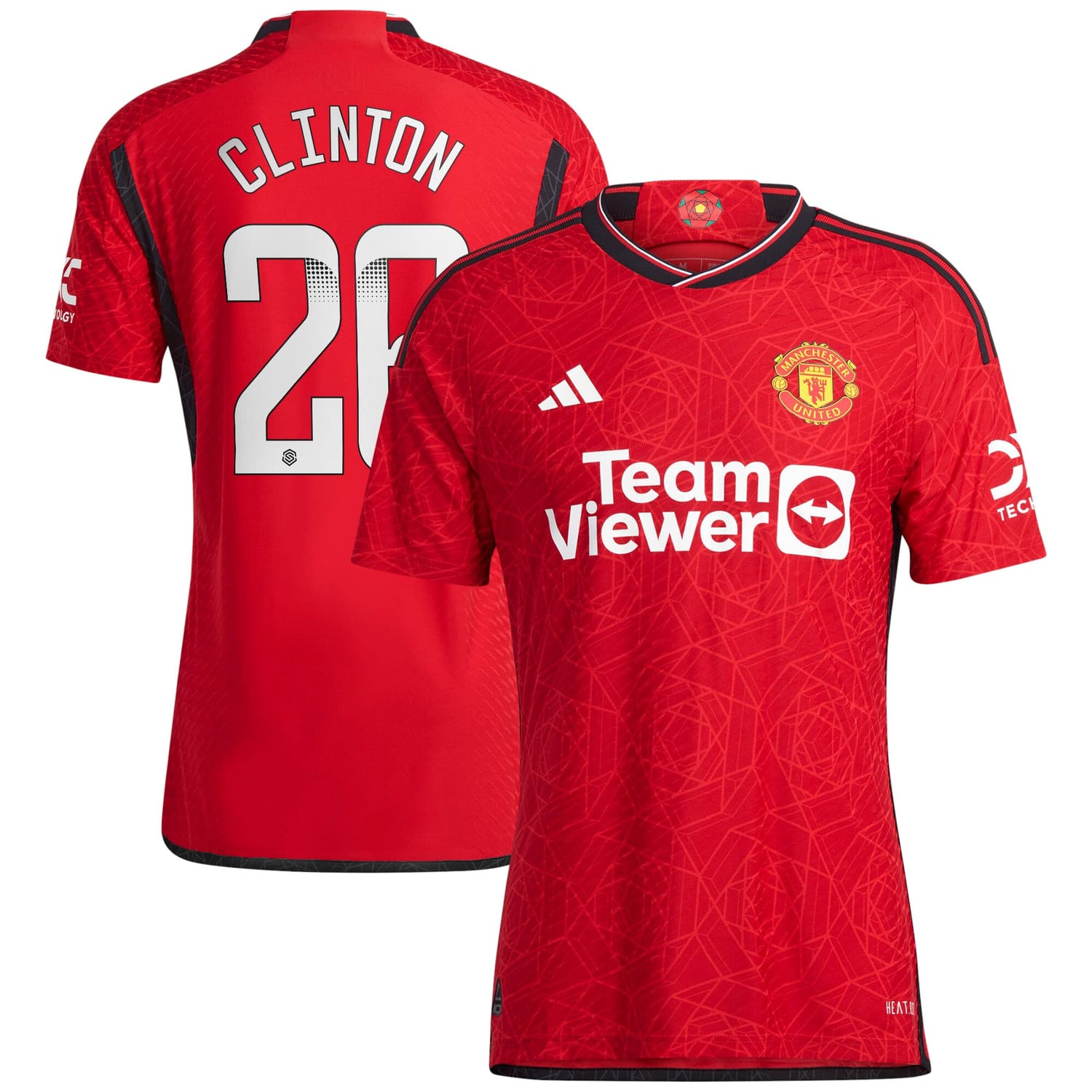 Premier League Manchester United Home WSL Authentic Jersey Shirt 2023-24 player Grace Clinton 26 printing for Men