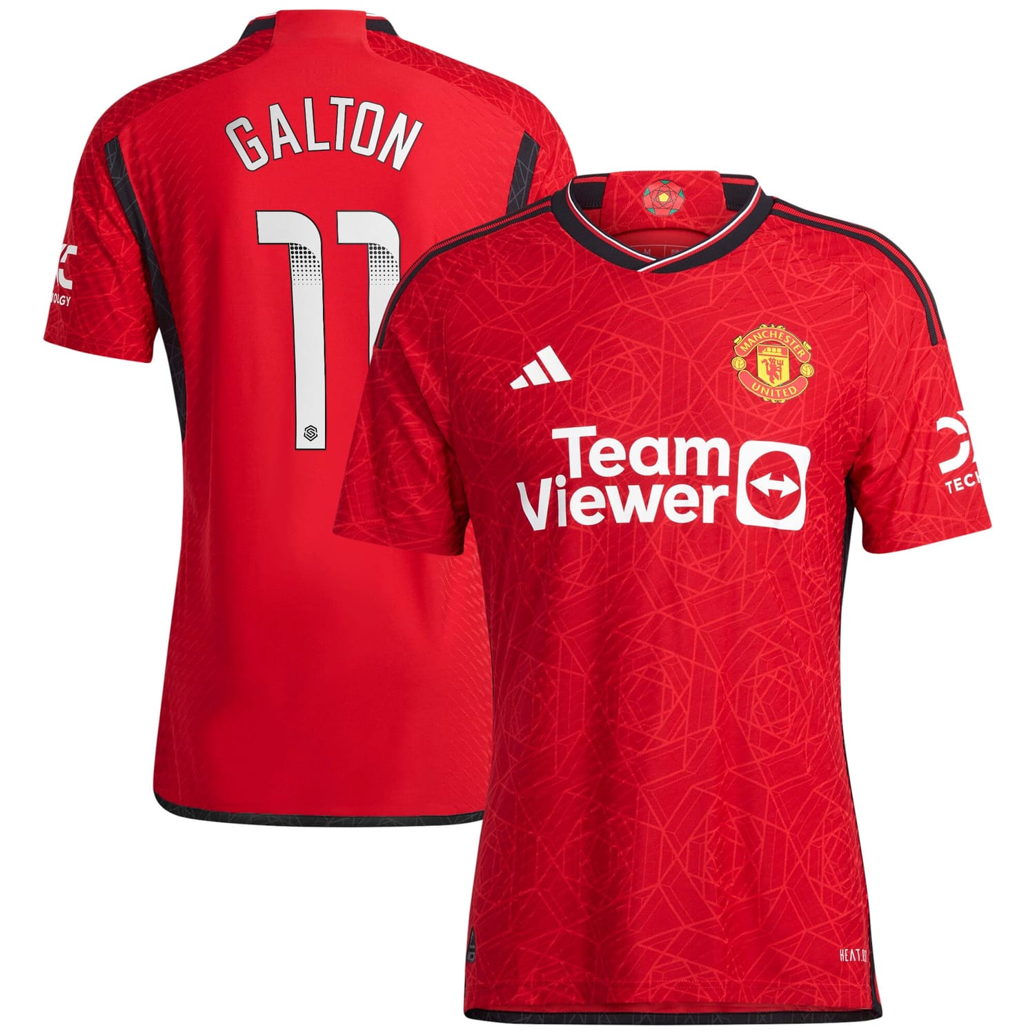 Premier League Manchester United Home WSL Authentic Jersey Shirt 2023-24 player Leah Galton 11 printing for Men