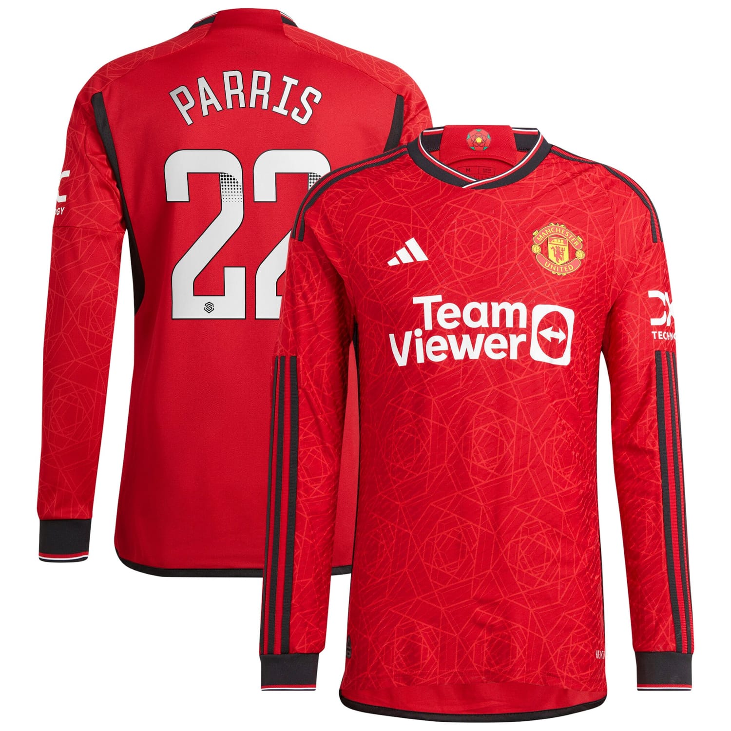 Premier League Manchester United Home WSL Authentic Jersey Shirt Long Sleeve 2023-24 player Nikita Parris 22 printing for Men