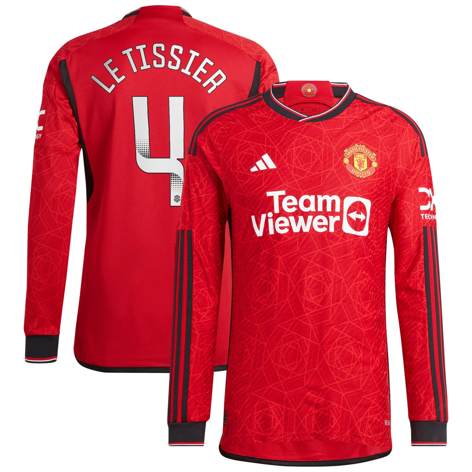 Premier League Manchester United Home WSL Authentic Jersey Shirt Long Sleeve 2023-24 player Maya Le Tissier 4 printing for Men
