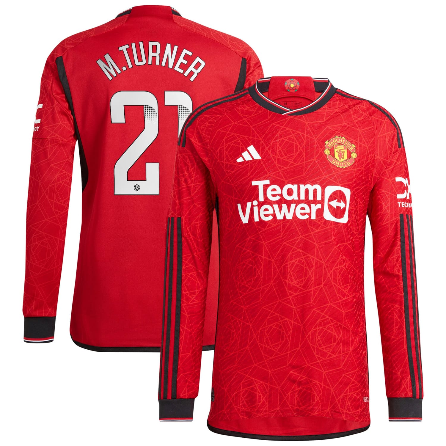 Premier League Manchester United Home WSL Authentic Jersey Shirt Long Sleeve 2023-24 player Millie Turner 21 printing for Men
