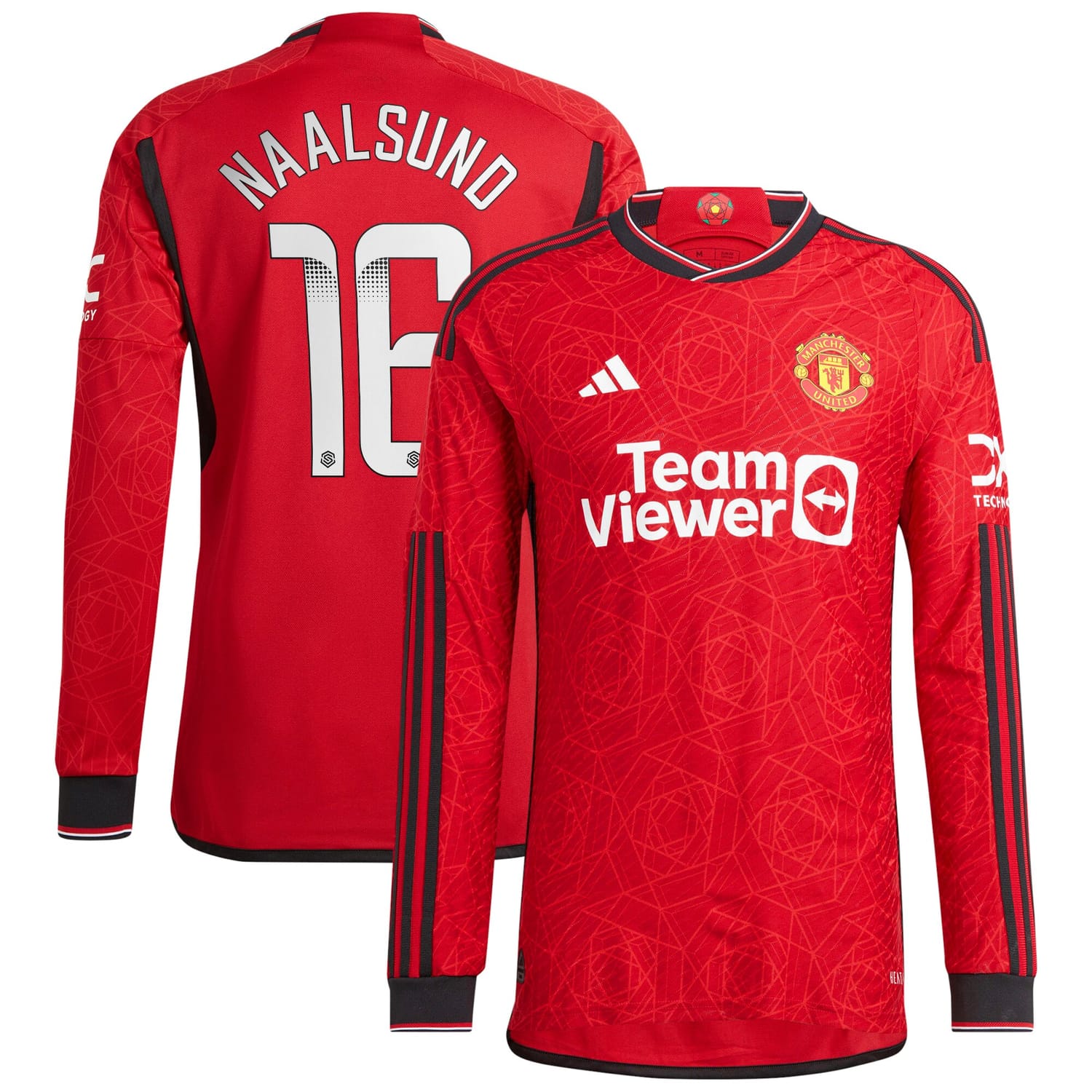 Premier League Manchester United Home WSL Authentic Jersey Shirt Long Sleeve 2023-24 player Lisa Naalsund 16 printing for Men