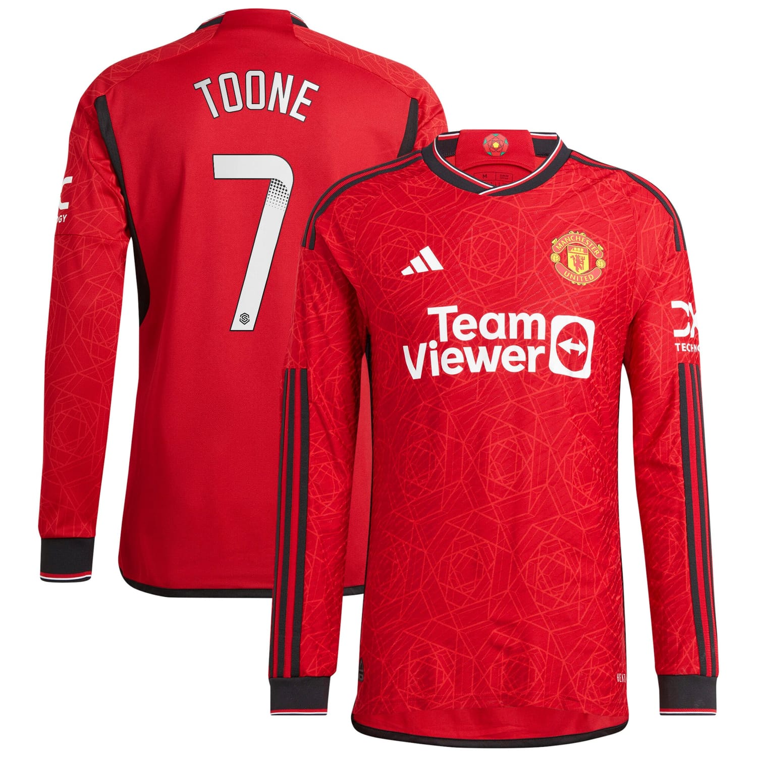 Premier League Manchester United Home WSL Authentic Jersey Shirt Long Sleeve 2023-24 player Ella Toone 7 printing for Men