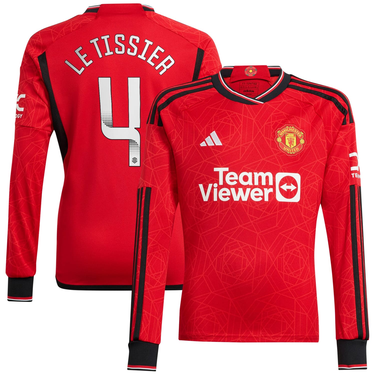 Premier League Manchester United Home WSL Jersey Shirt Long Sleeve 2023-24 player Maya Le Tissier 4 printing for Men