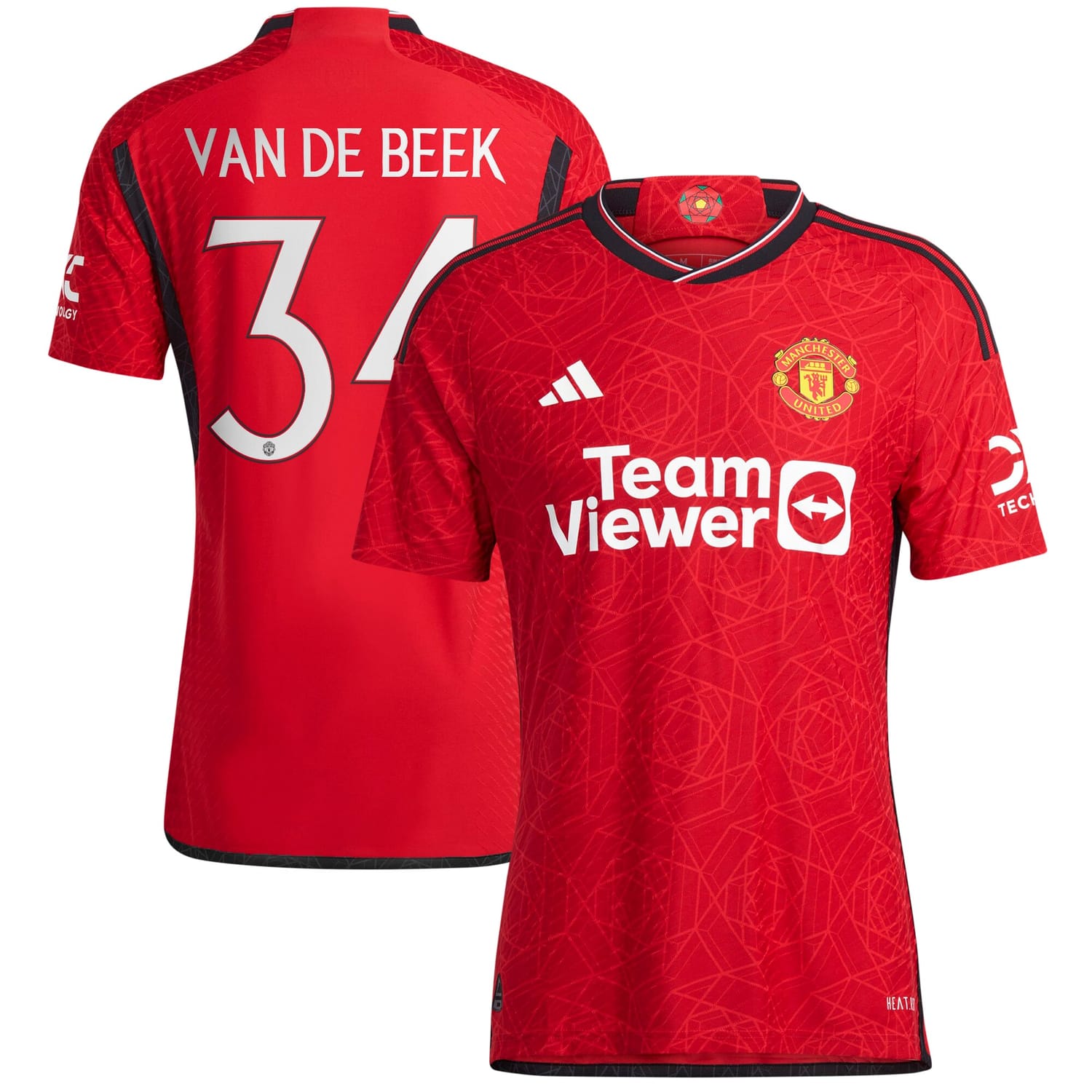 Premier League Manchester United Home Cup Authentic Jersey Shirt 2023-24 player Donny Van De Beek 34 printing for Men
