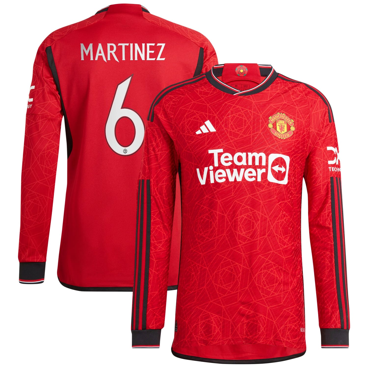 Premier League Manchester United Home Cup Authentic Jersey Shirt Long Sleeve 2023-24 player Lisandro Martínez 6 printing for Men