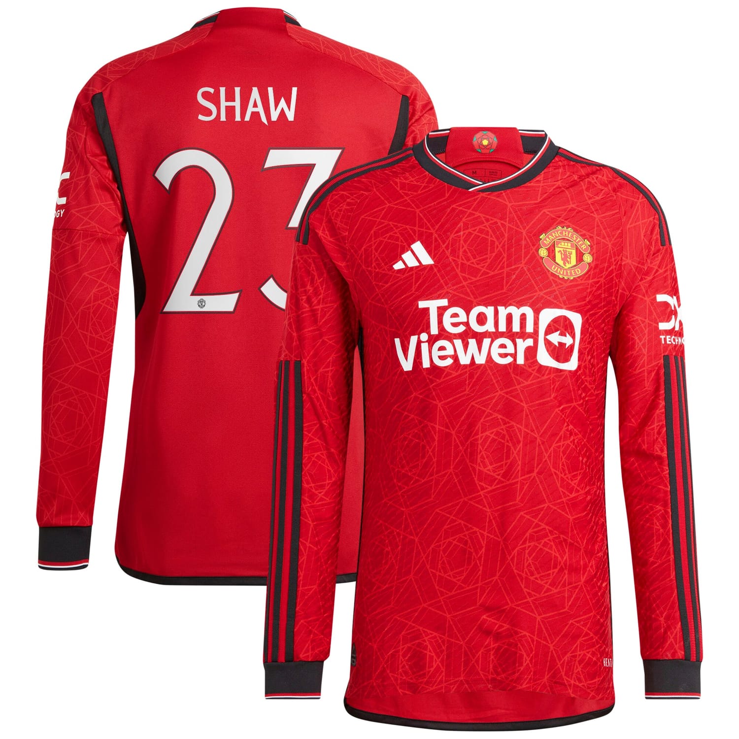 Premier League Manchester United Home Cup Authentic Jersey Shirt Long Sleeve 2023-24 player Luke Shaw 23 printing for Men