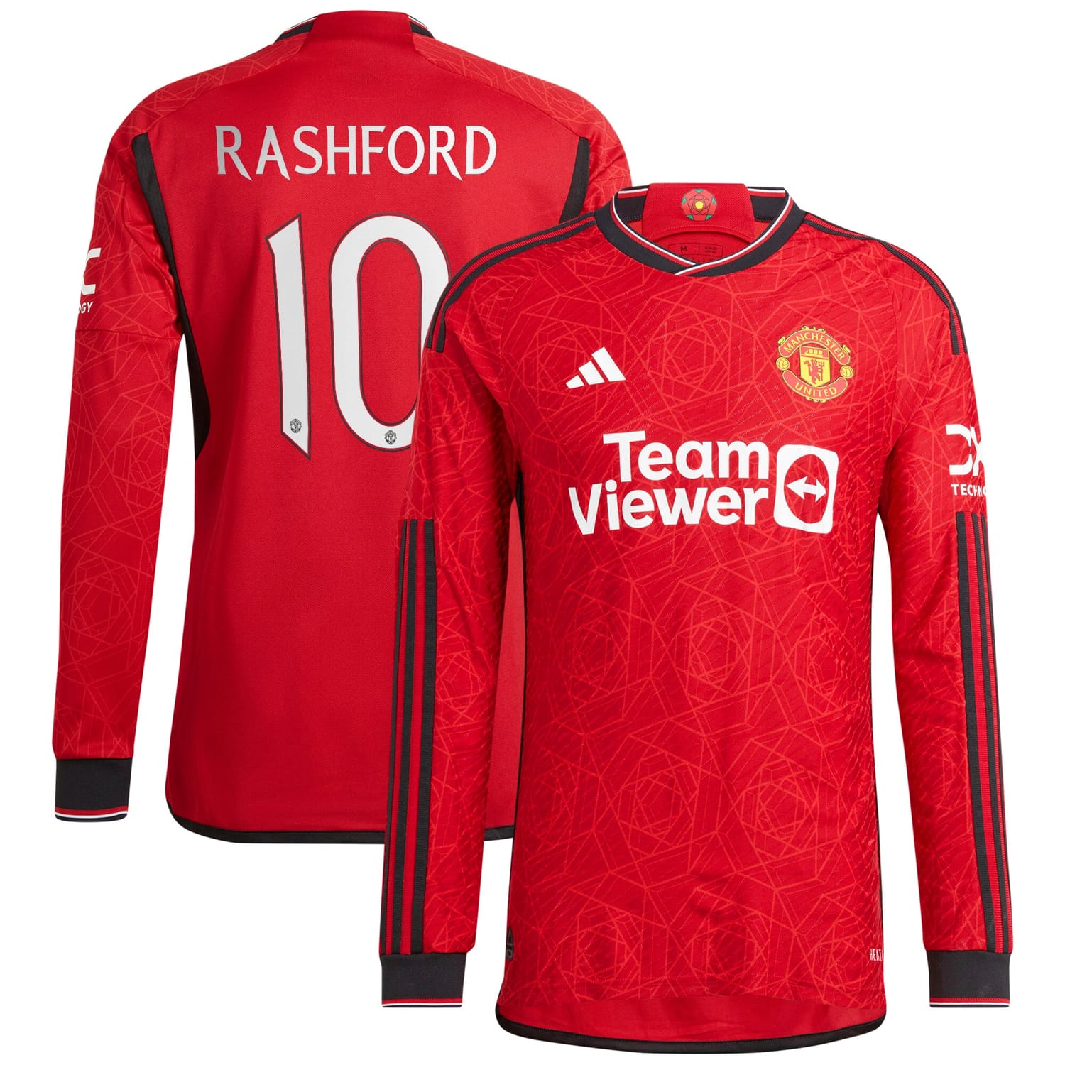 Premier League Manchester United Home Cup Authentic Jersey Shirt Long Sleeve 2023-24 player Marcus Rashford 10 printing for Men