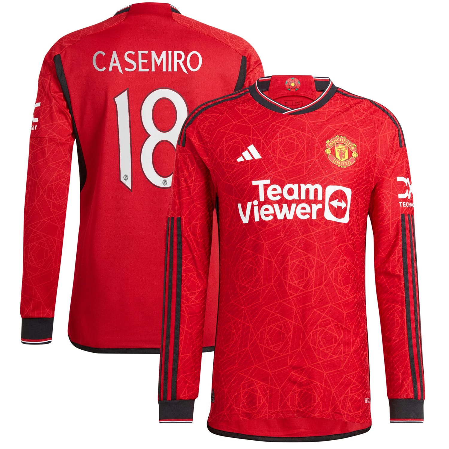 Premier League Manchester United Home Cup Authentic Jersey Shirt Long Sleeve 2023-24 player Casemiro 18 printing for Men
