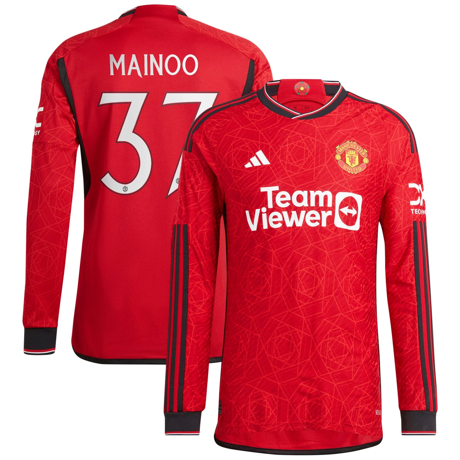 Premier League Manchester United Home Cup Authentic Jersey Shirt Long Sleeve 2023-24 player Kobbie Mainoo 37 printing for Men