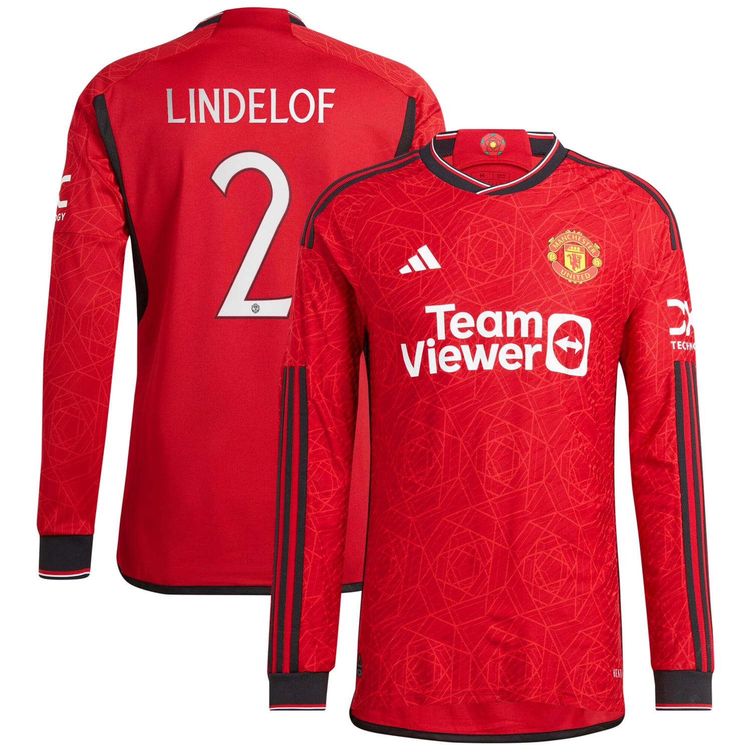 Premier League Manchester United Home Cup Authentic Jersey Shirt Long Sleeve 2023-24 player Victor Lindelöf 2 printing for Men