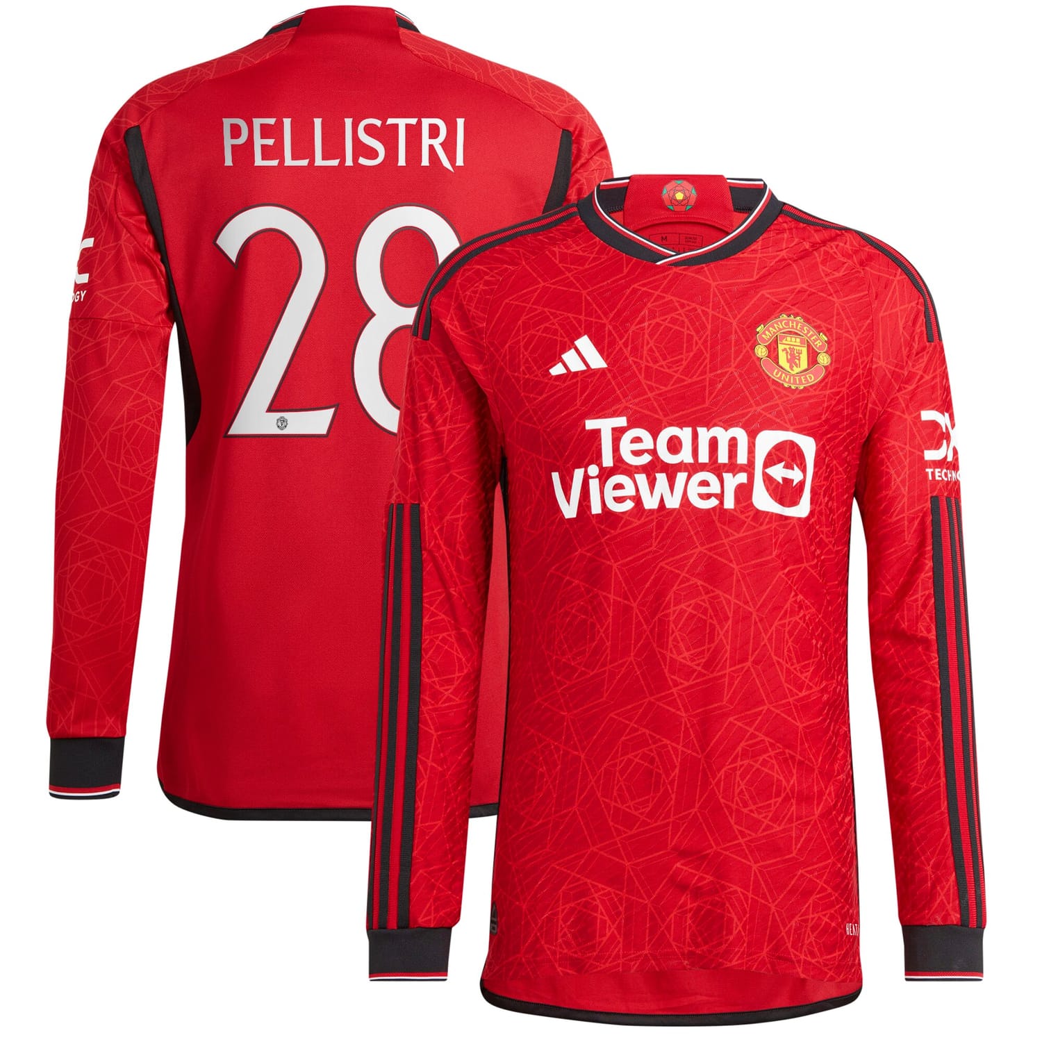 Premier League Manchester United Home Cup Authentic Jersey Shirt Long Sleeve 2023-24 player Facundo Pellistri 28 printing for Men