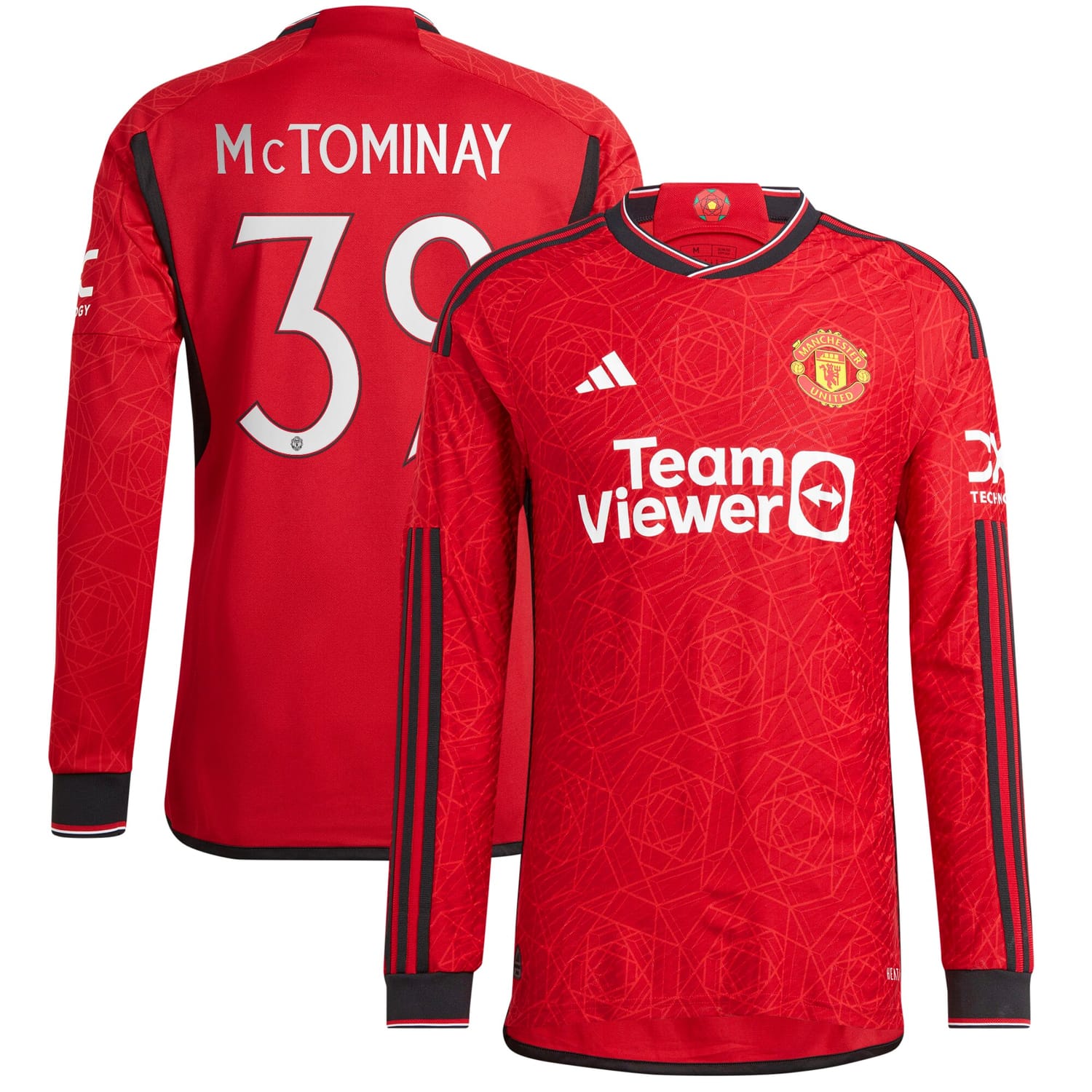 Premier League Manchester United Home Cup Authentic Jersey Shirt Long Sleeve 2023-24 player Scott McTominay 39 printing for Men