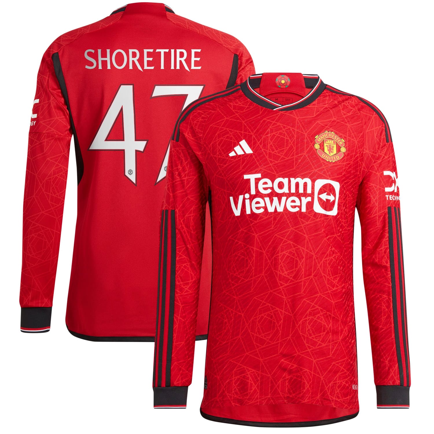 Premier League Manchester United Home Cup Authentic Jersey Shirt Long Sleeve 2023-24 player Shola Shoretire 47 printing for Men