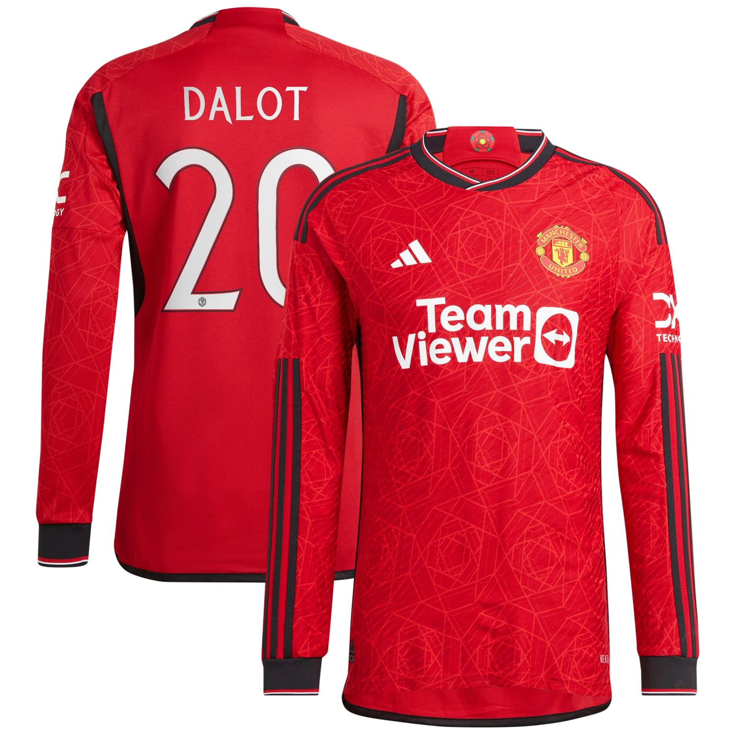Premier League Manchester United Home Cup Authentic Jersey Shirt Long Sleeve 2023-24 player Diogo Dalot 20 printing for Men