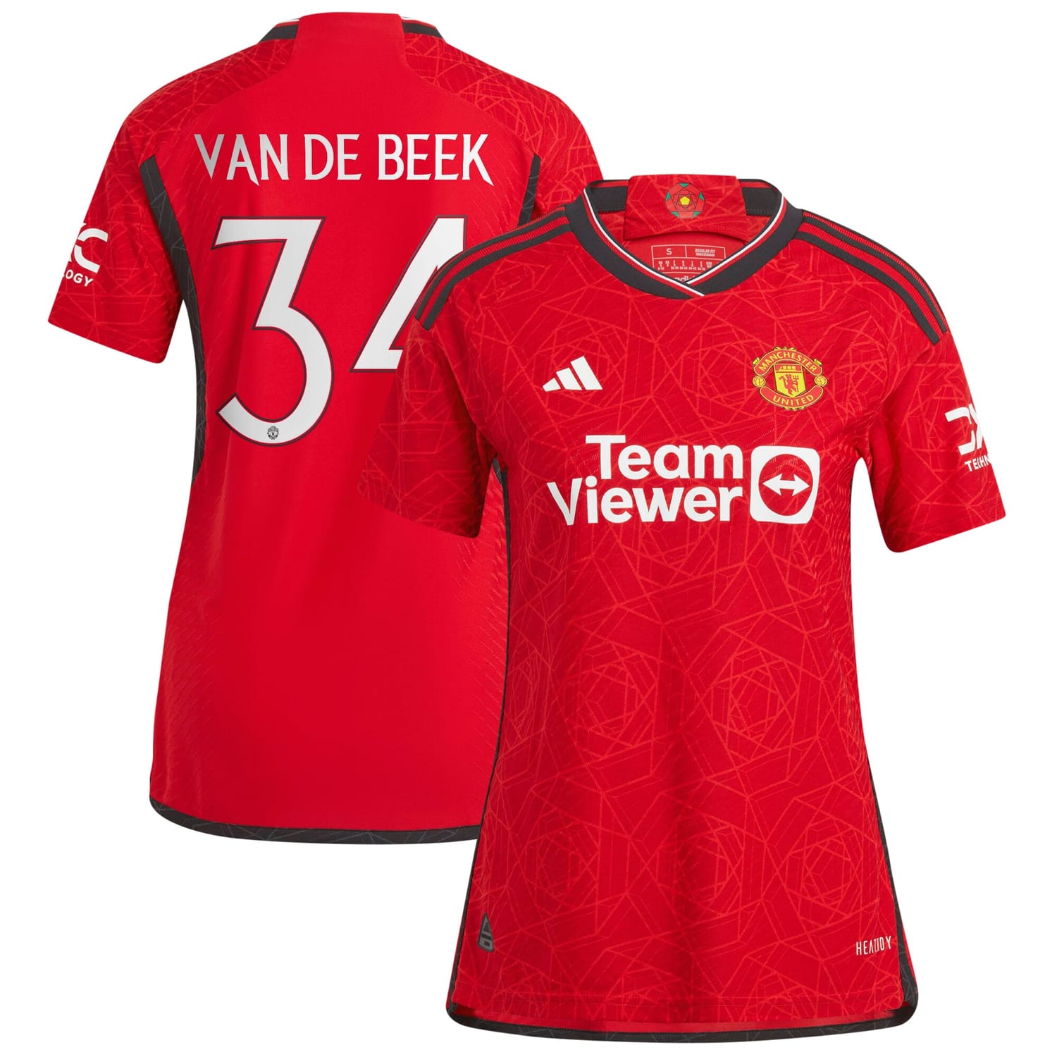 Premier League Manchester United Home Cup Authentic Jersey Shirt 2023-24 player Donny Van De Beek 34 printing for Women