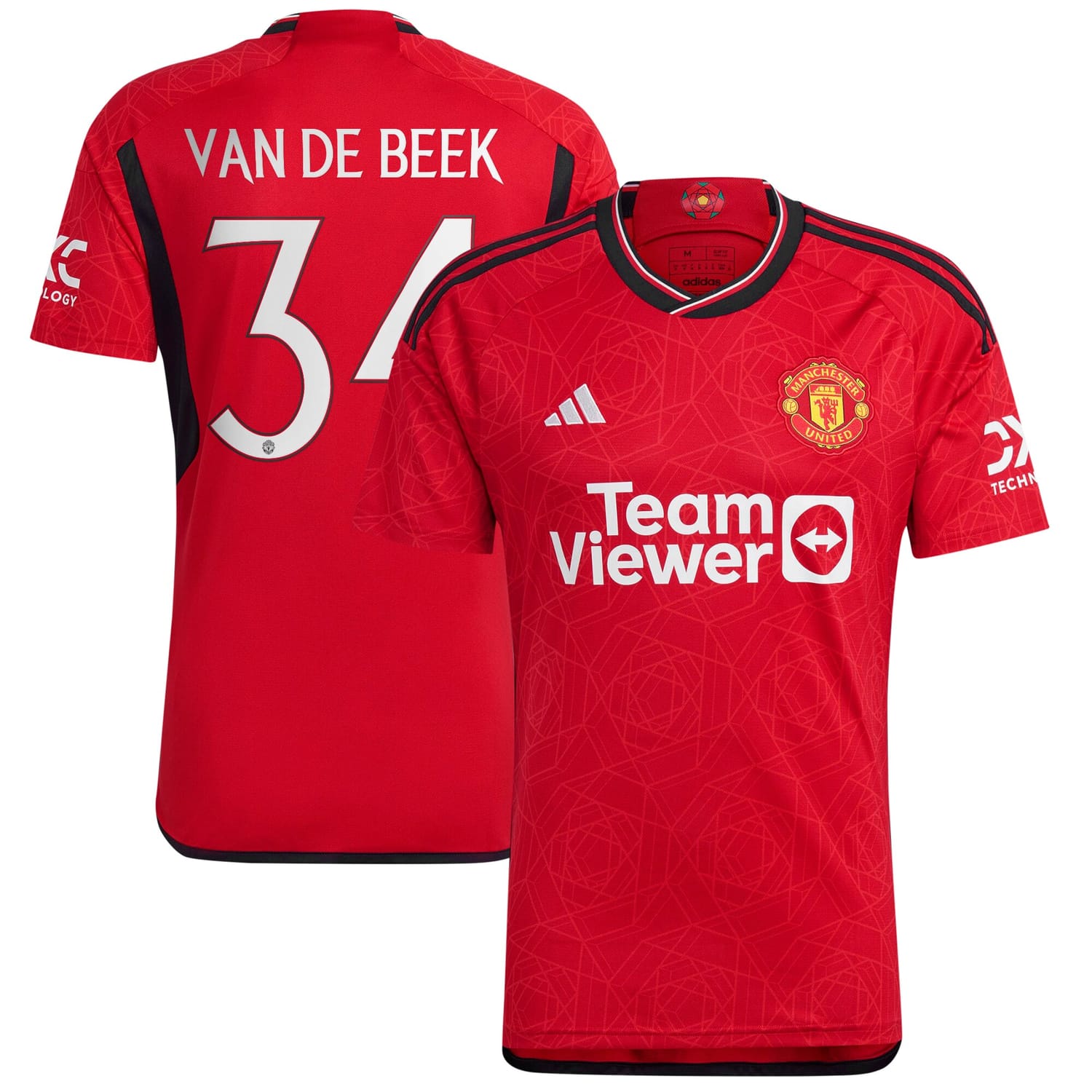 Premier League Manchester United Home Cup Jersey Shirt 2023-24 player Donny Van De Beek 34 printing for Men