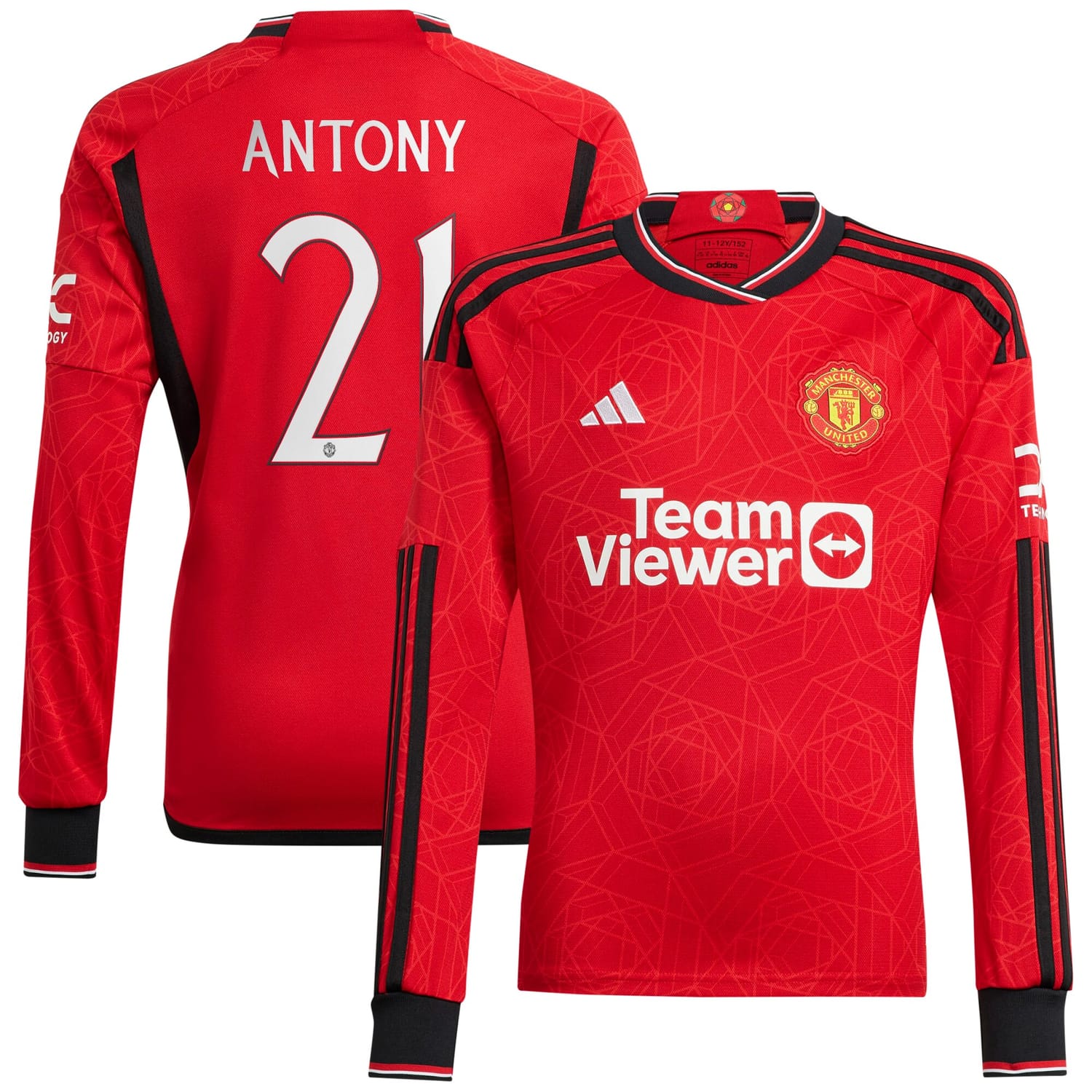 Premier League Manchester United Home Cup Jersey Shirt Long Sleeve 2023-24 player Antony 21 printing for Men