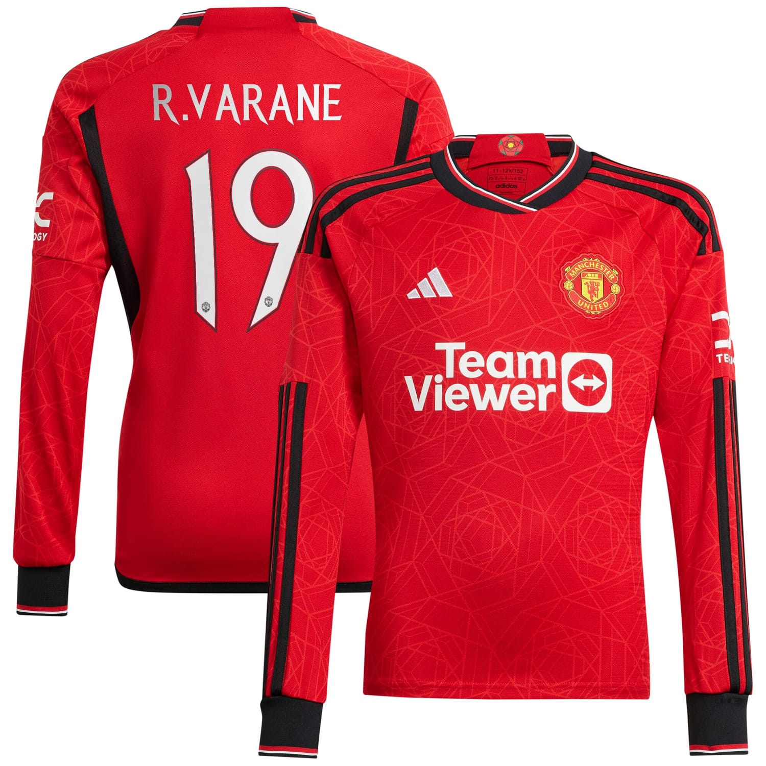 Premier League Manchester United Home Cup Jersey Shirt Long Sleeve 2023-24 player Raphael Varane 19 printing for Men
