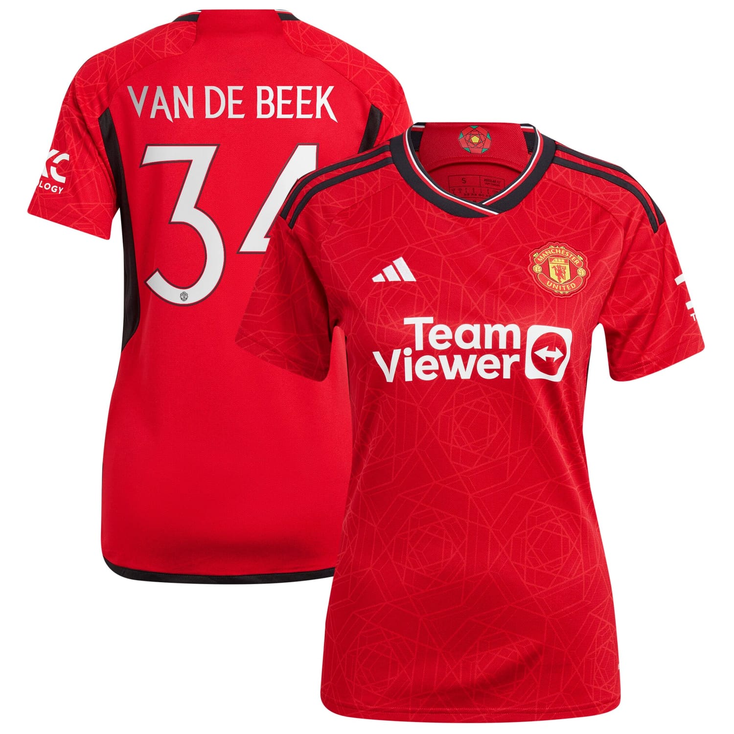 Premier League Manchester United Home Cup Jersey Shirt 2023-24 player Donny Van De Beek 34 printing for Women