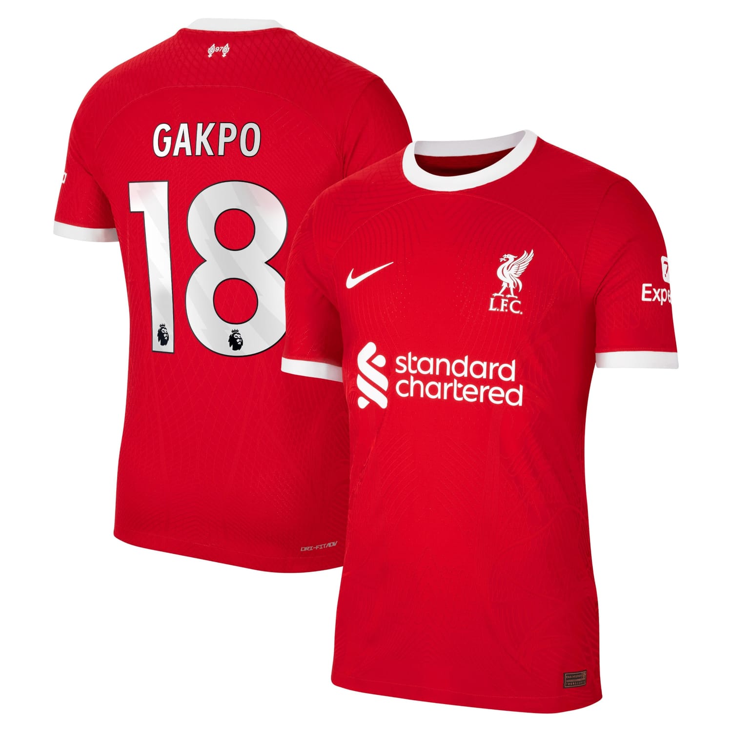 Premier League Liverpool Home Authentic Jersey Shirt 2023-24 player Cody Gakpo 18 printing for Men