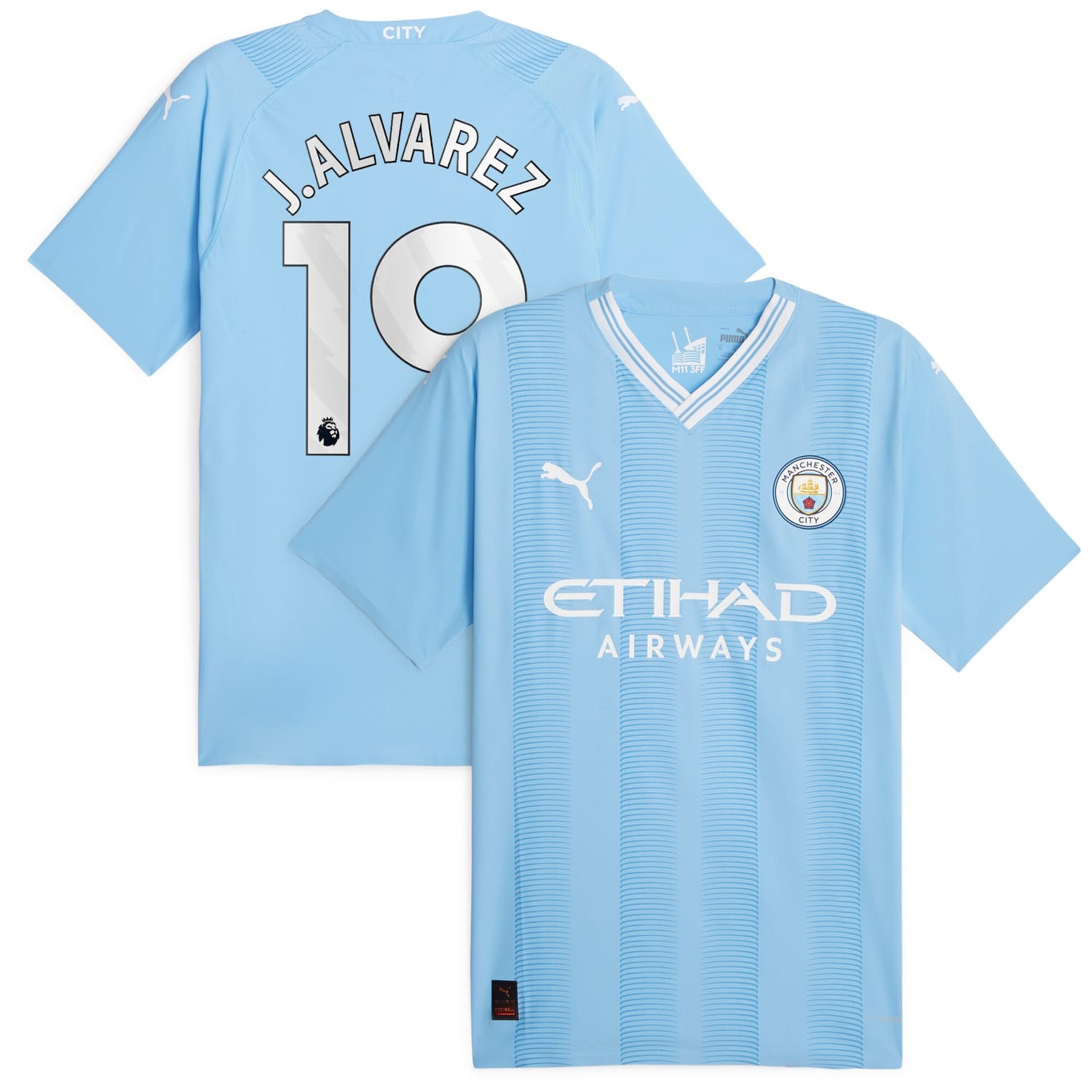 Premier League Manchester City Home Authentic Jersey Shirt 2023-24 player J.Alvarez 19 printing for Men