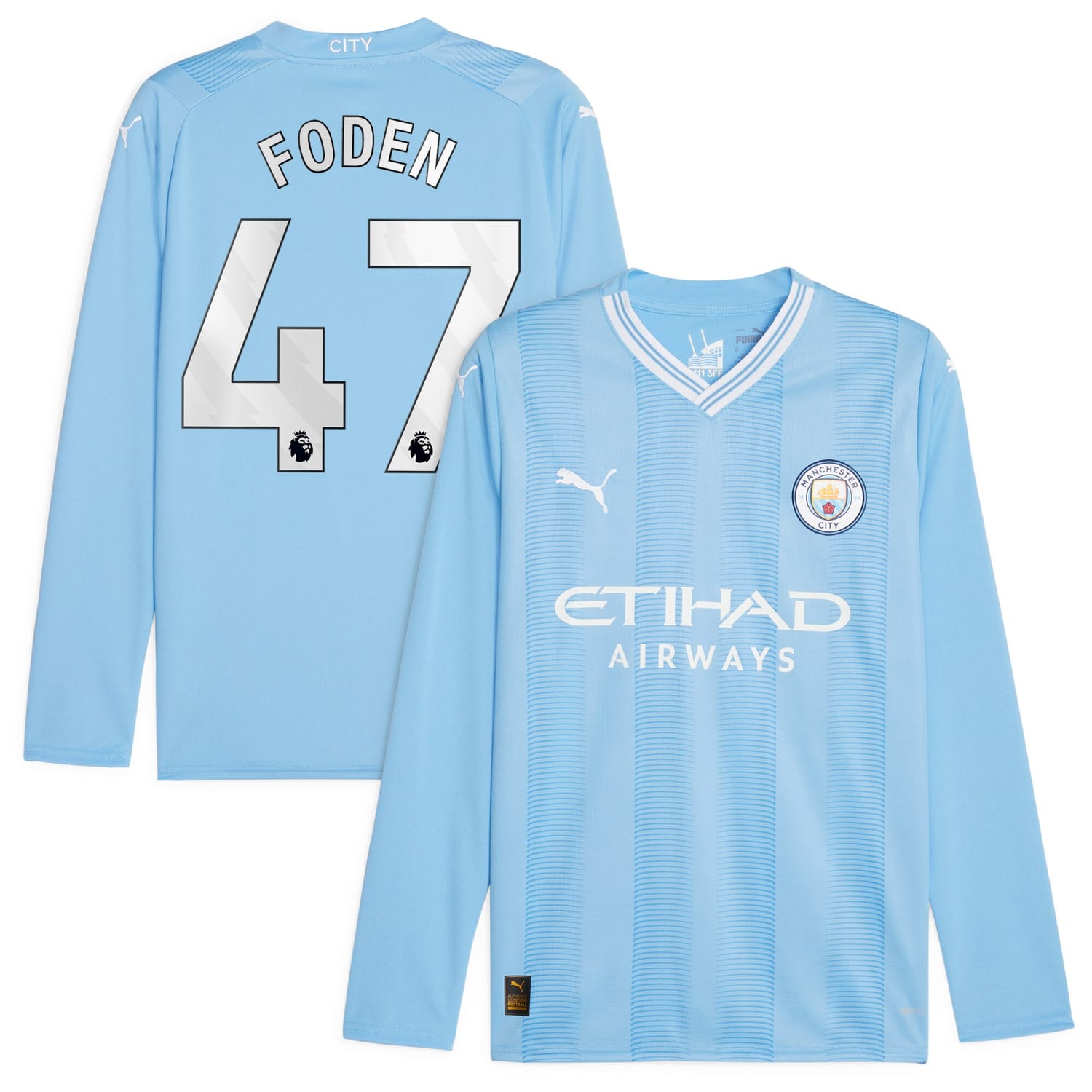 Premier League Manchester City Home Jersey Shirt Long Sleeve 2023-24 player Phil Foden 47 printing for Men