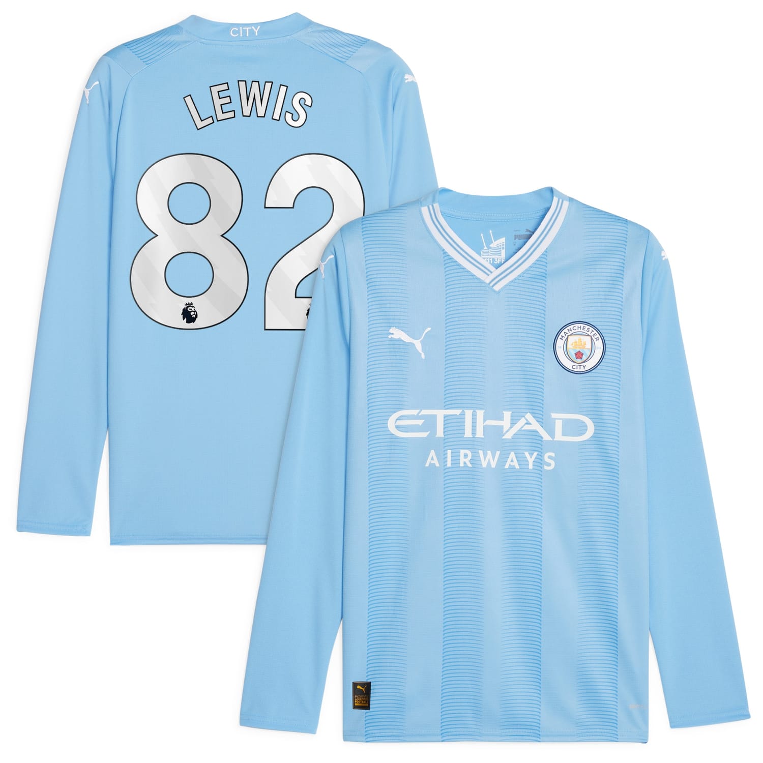 Premier League Manchester City Home Jersey Shirt Long Sleeve 2023-24 player Lewis 82 printing for Men
