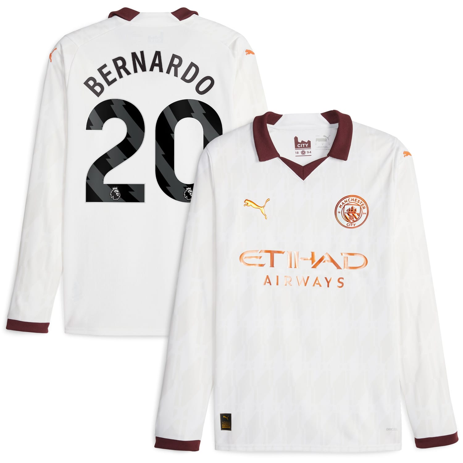 Premier League Manchester City Away Jersey Shirt Long Sleeve 2023-24 player Bernardo Silva 20 printing for Men