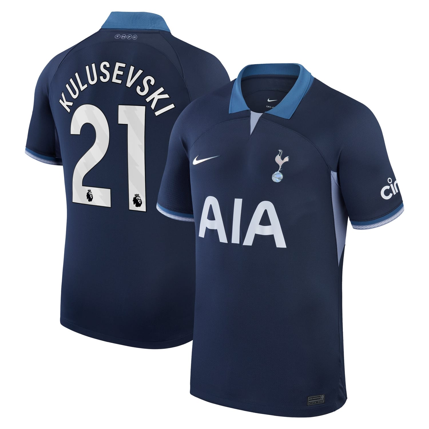 Premier League Tottenham Hotspur Away Jersey Shirt 2023-24 player Dejan Kulusevski 21 printing for Men
