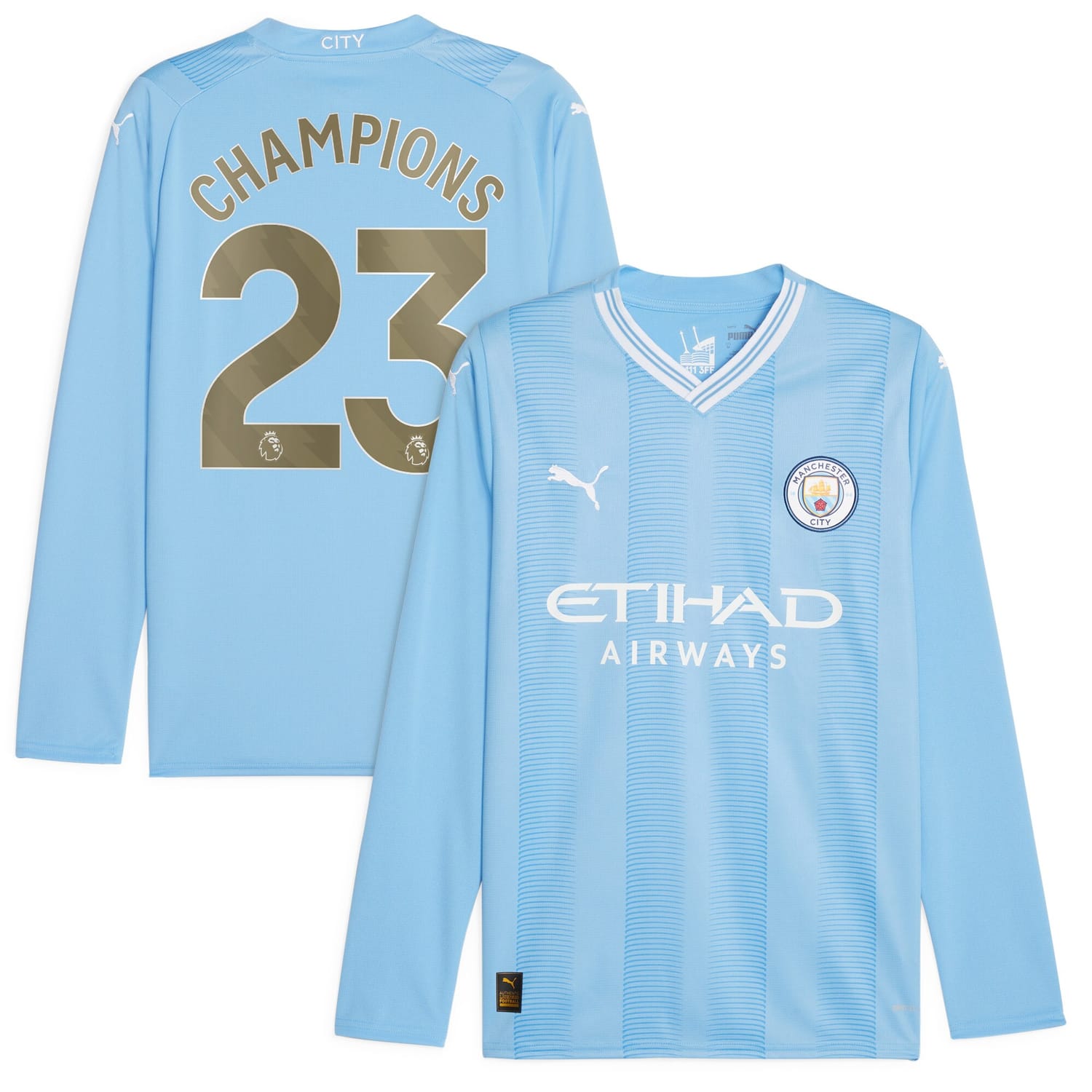 Premier League Champions Manchester City Home Jersey Shirt Long Sleeve 2023-24 player Champions 23 printing for Men