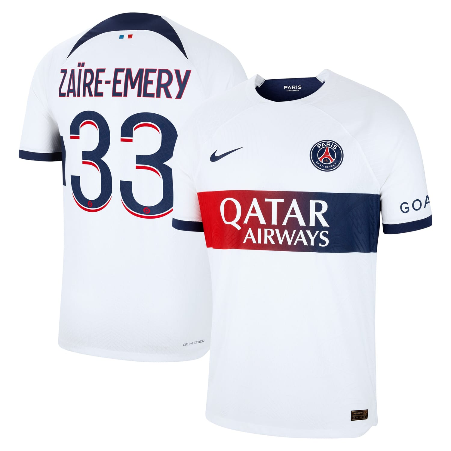 Ligue 1 Paris Saint-Germain Away Authentic Jersey Shirt 2023-24 player Warren Zaïre-Emery 33 printing for Men