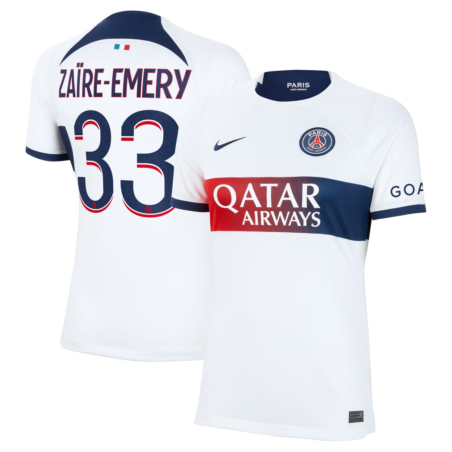 Ligue 1 Paris Saint-Germain Away Jersey Shirt 2023-24 player Warren Zaïre-Emery 33 printing for Women