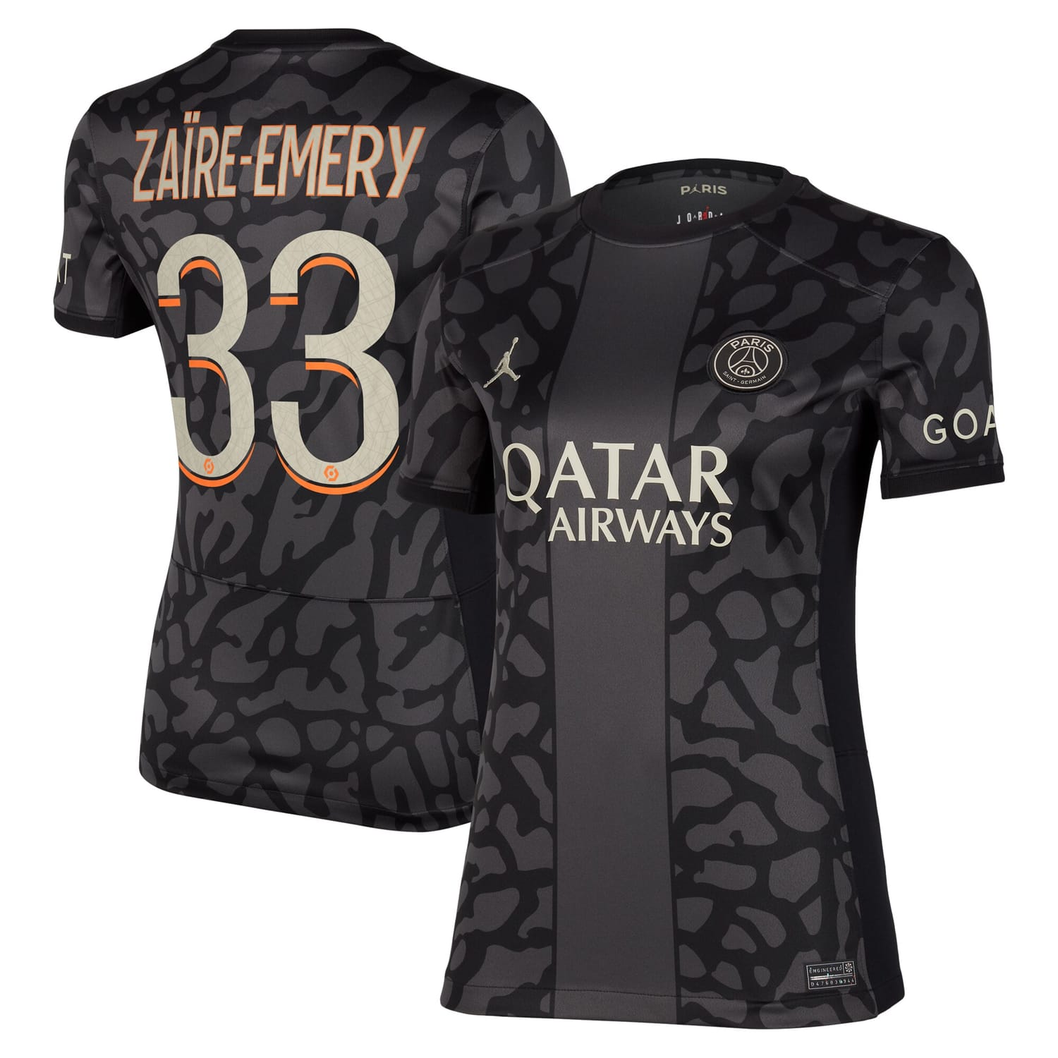Ligue 1 Paris Saint-Germain Third Jersey Shirt 2023-24 player Warren Zaïre-Emery 33 printing for Women