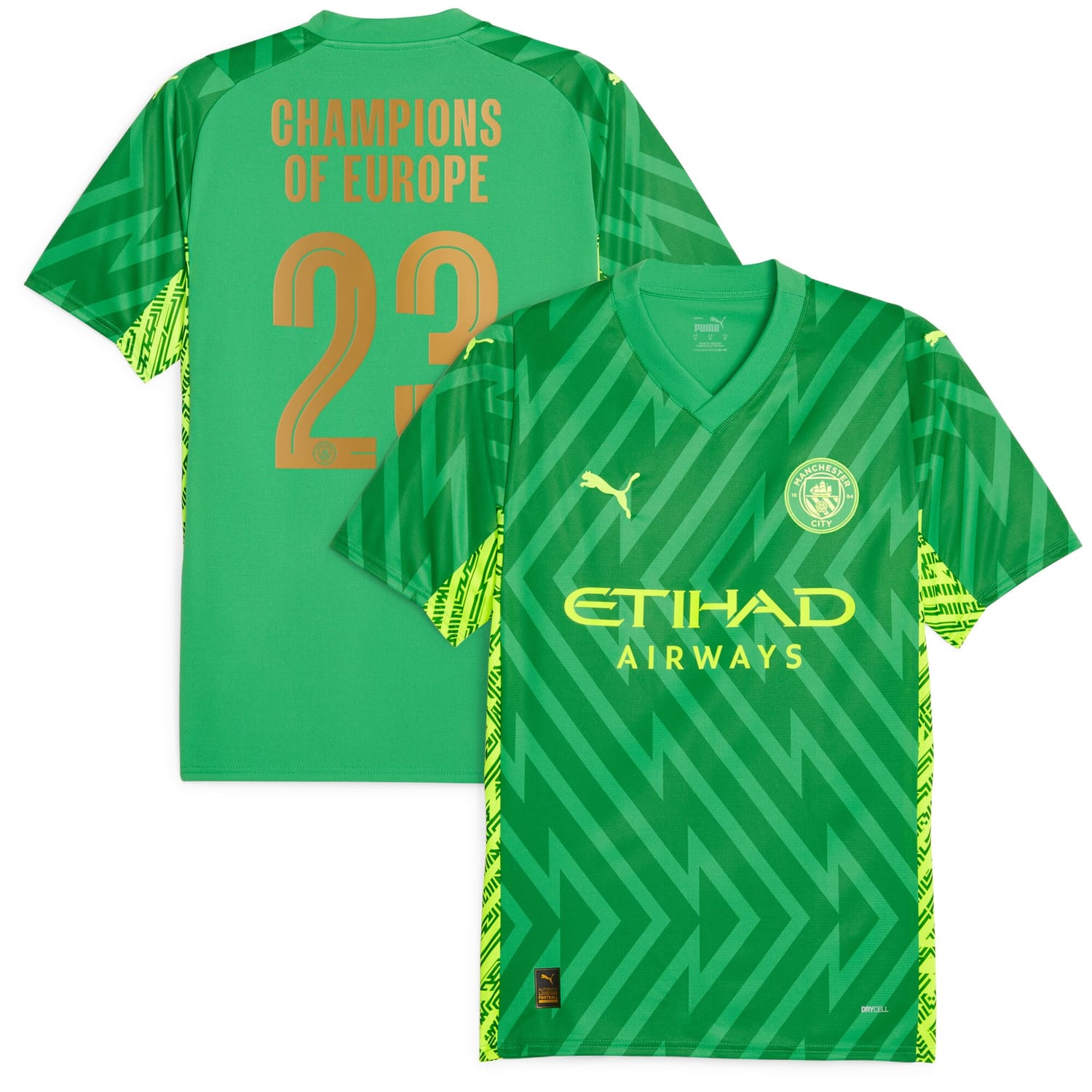 Premier League Champions Manchester City Goalkeeper Jersey Shirt 2023-24 player Champions of Europe 23 printing for Men