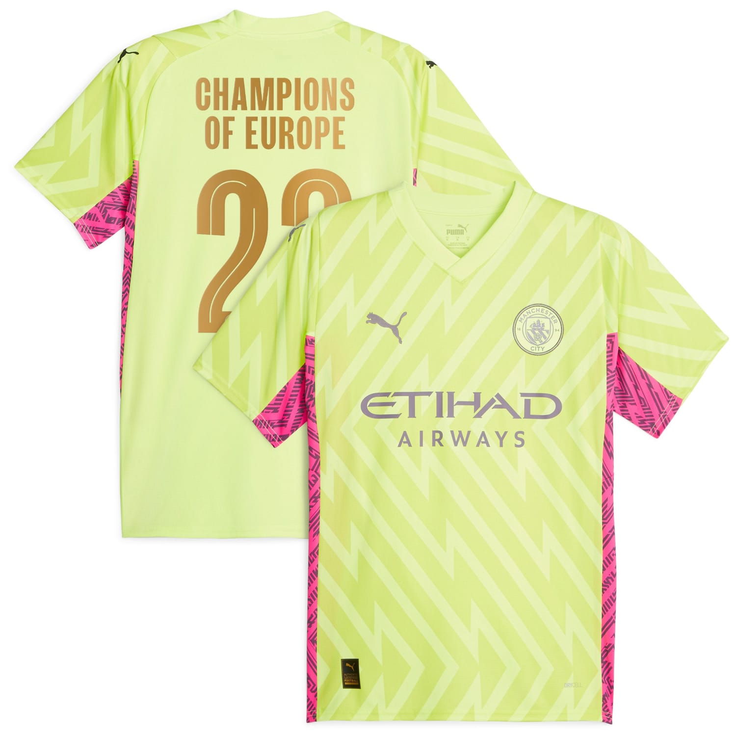 Premier League Champions Manchester City Goalkeeper Jersey Shirt 2023-24 player Champions of Europe 23 printing for Men