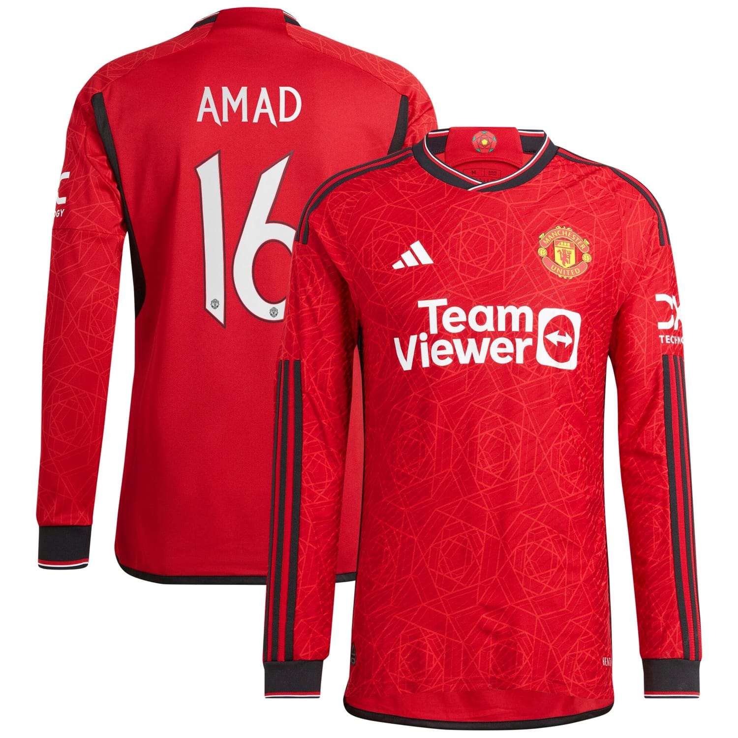 Premier League Manchester United Home Cup Authentic Jersey Shirt Long Sleeve 2023-24 player Amad Diallo 16 printing for Men