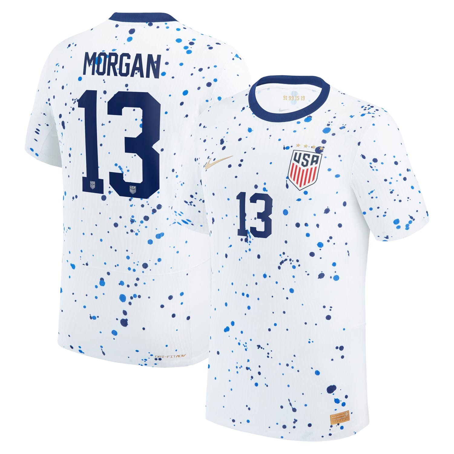 USWNT Home Authentic Jersey Shirt White 2023 player Alex Morgan printing for Men