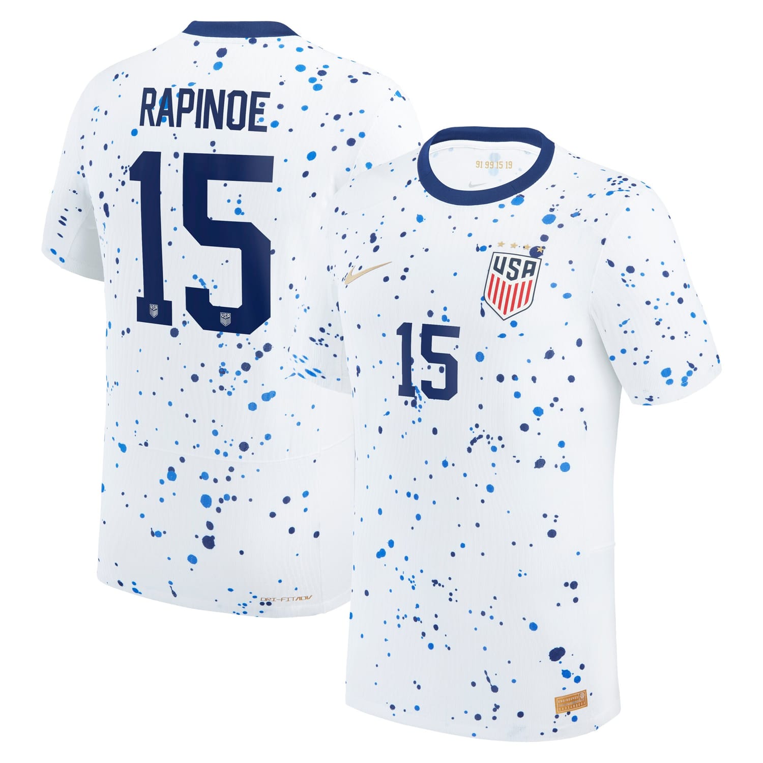 USWNT Home Authentic Jersey Shirt White 2023 player Megan Rapinoe printing for Men