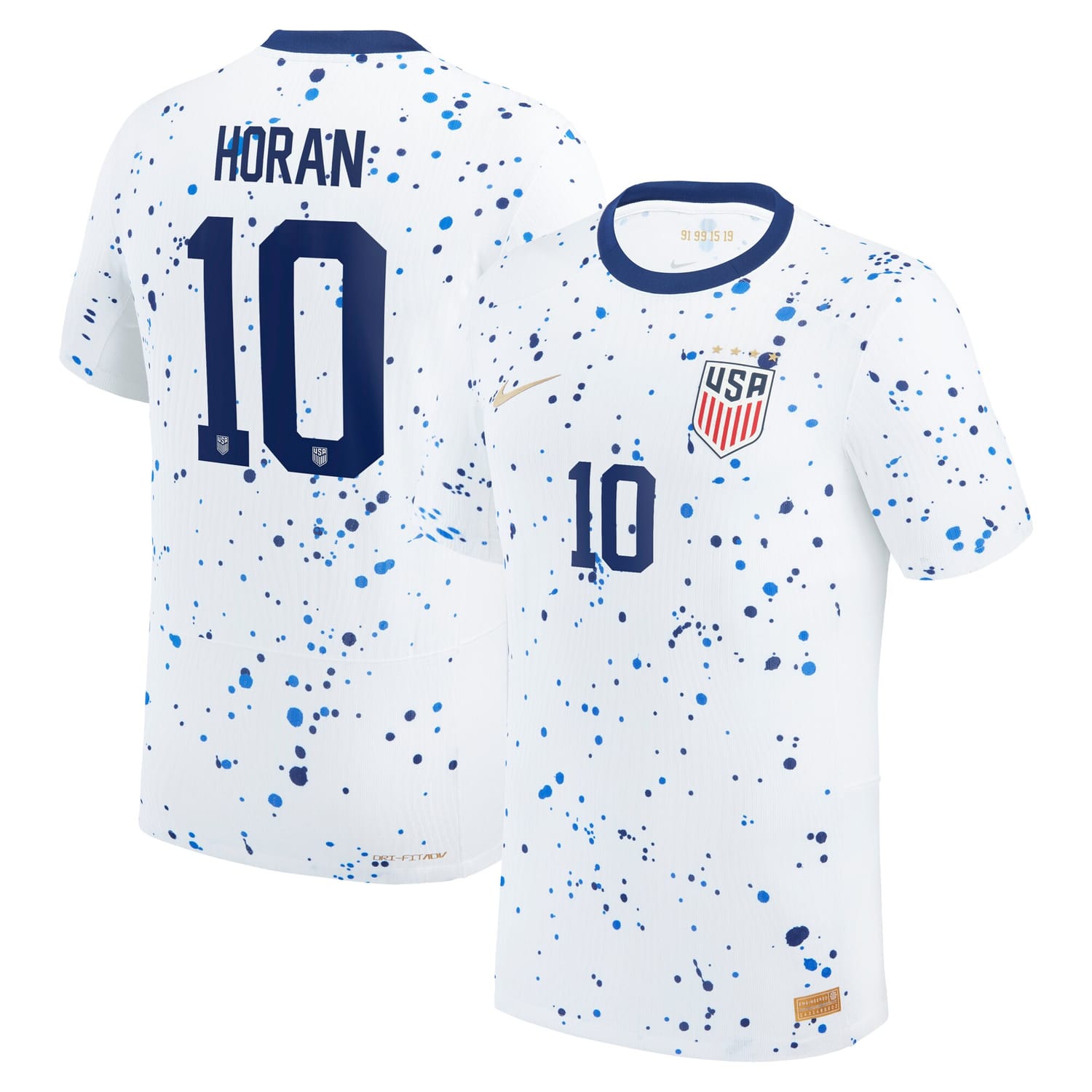 USWNT Home Authentic Jersey Shirt White 2023 player Lindsey Horan printing for Men